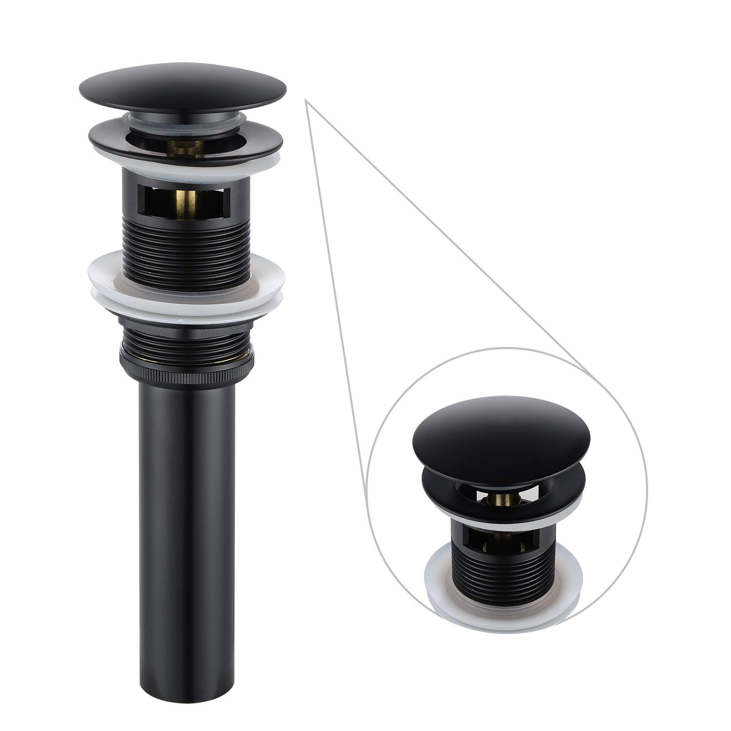GORDEE Matte Black Bathroom Faucet with Pop-Up Drain for Vessel Sink - US Standard 1.57-1.9
