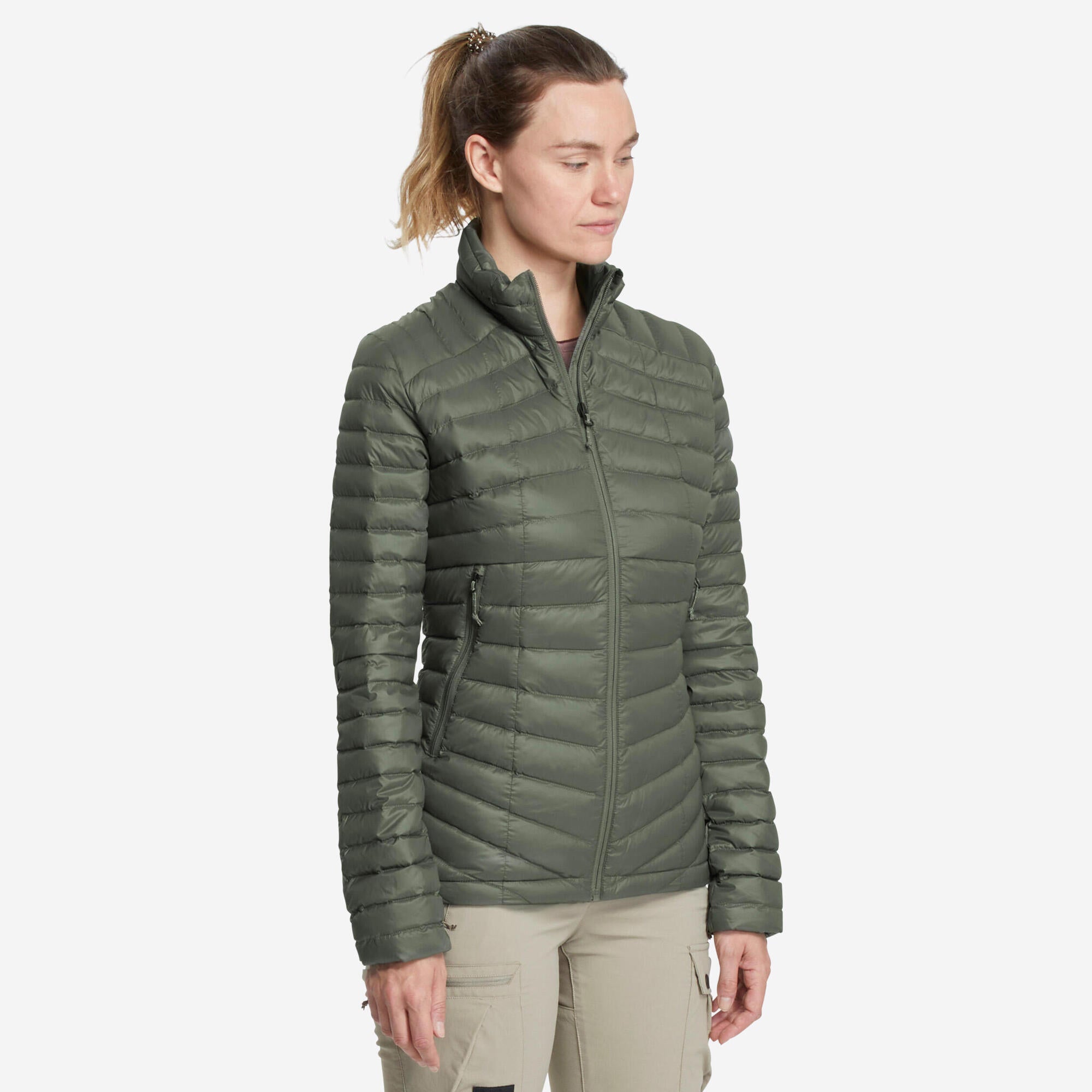 Forclaz Women's MT100 Down Jacket - Lightweight Waterproof Hiking & Backpacking Coat for Cold Weather (23°F) - Perfect for Mountain Climbing, Camping & Winter Outdoor Adventures