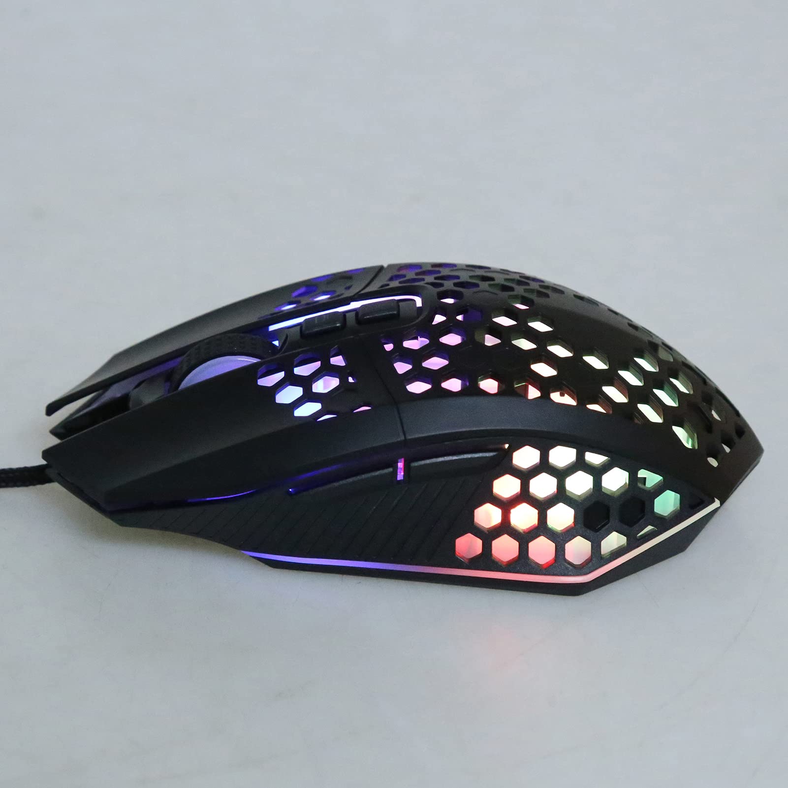 ASHATA Wired Gaming Mouse - 8000 DPI RGB Honeycomb Hollow Design with Optical Sensor, Ergonomic Computer Mouse for PC Gaming (Black) | Perfect for FPS, MOBA & Office Work