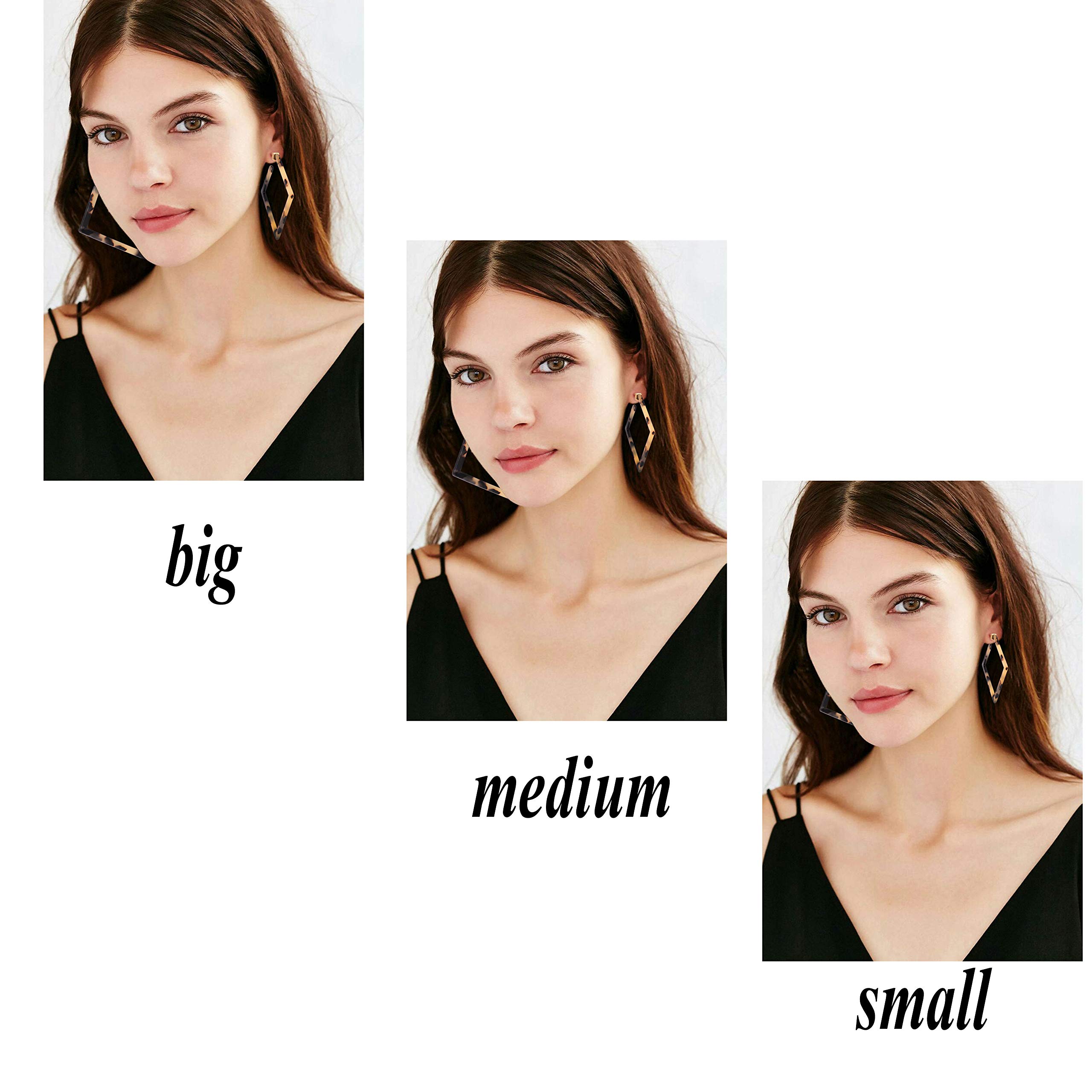 Stylish Acrylic Square Hoop Earrings for Women - Geometric Tortoise Shell Resin Stud & Dangle Earring Set - Minimalist Statement Jewelry for Everyday Wear, Office & Party Occasions
