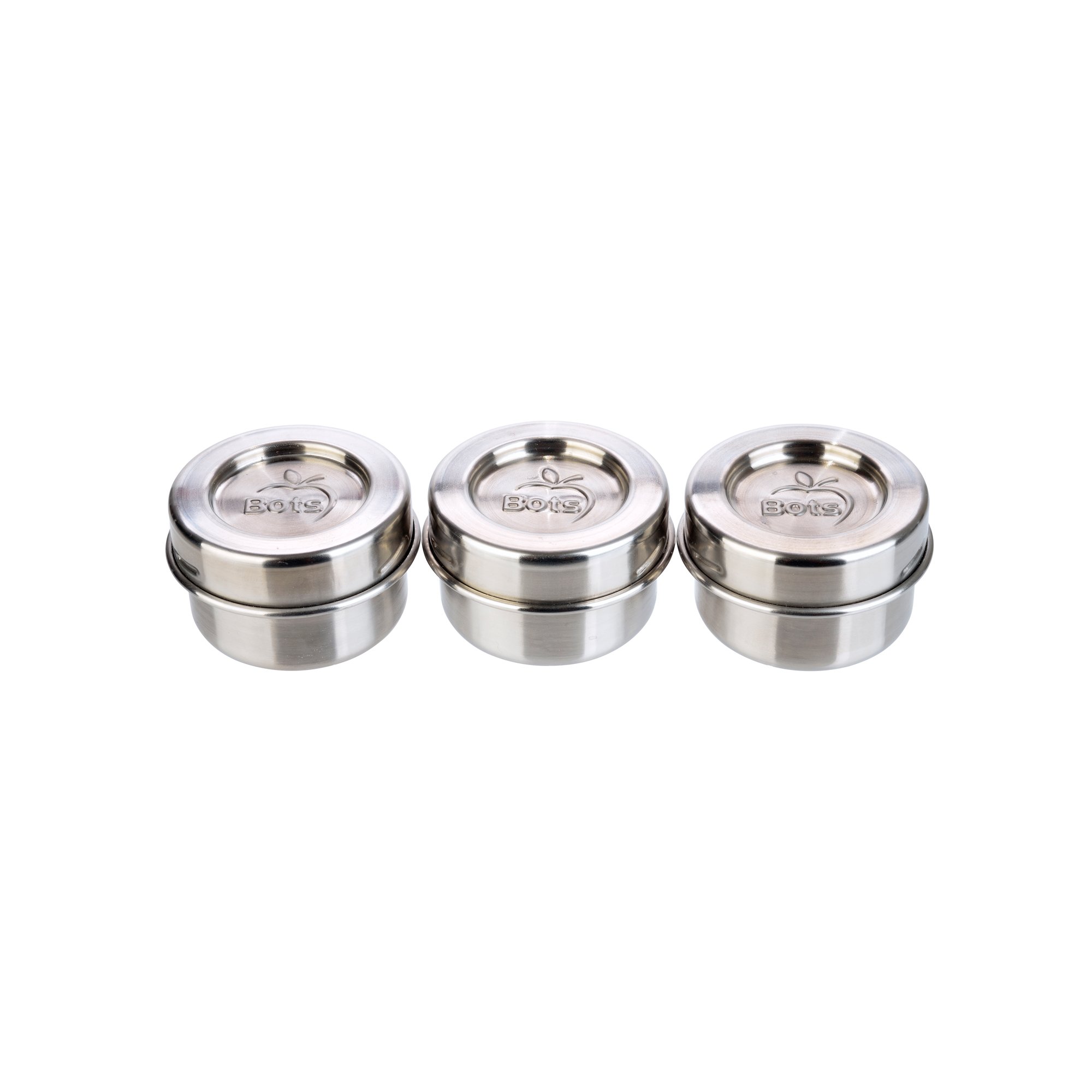 LunchBots Tiny Dips Stainless Steel Condiment Containers - Set of 3 (1.5oz Each) - Spill-Proof Sauce Cups with Lids - Food Grade & Dishwasher Safe - Perfect for Lunch Boxes, Picnics, and On-the-Go Meals