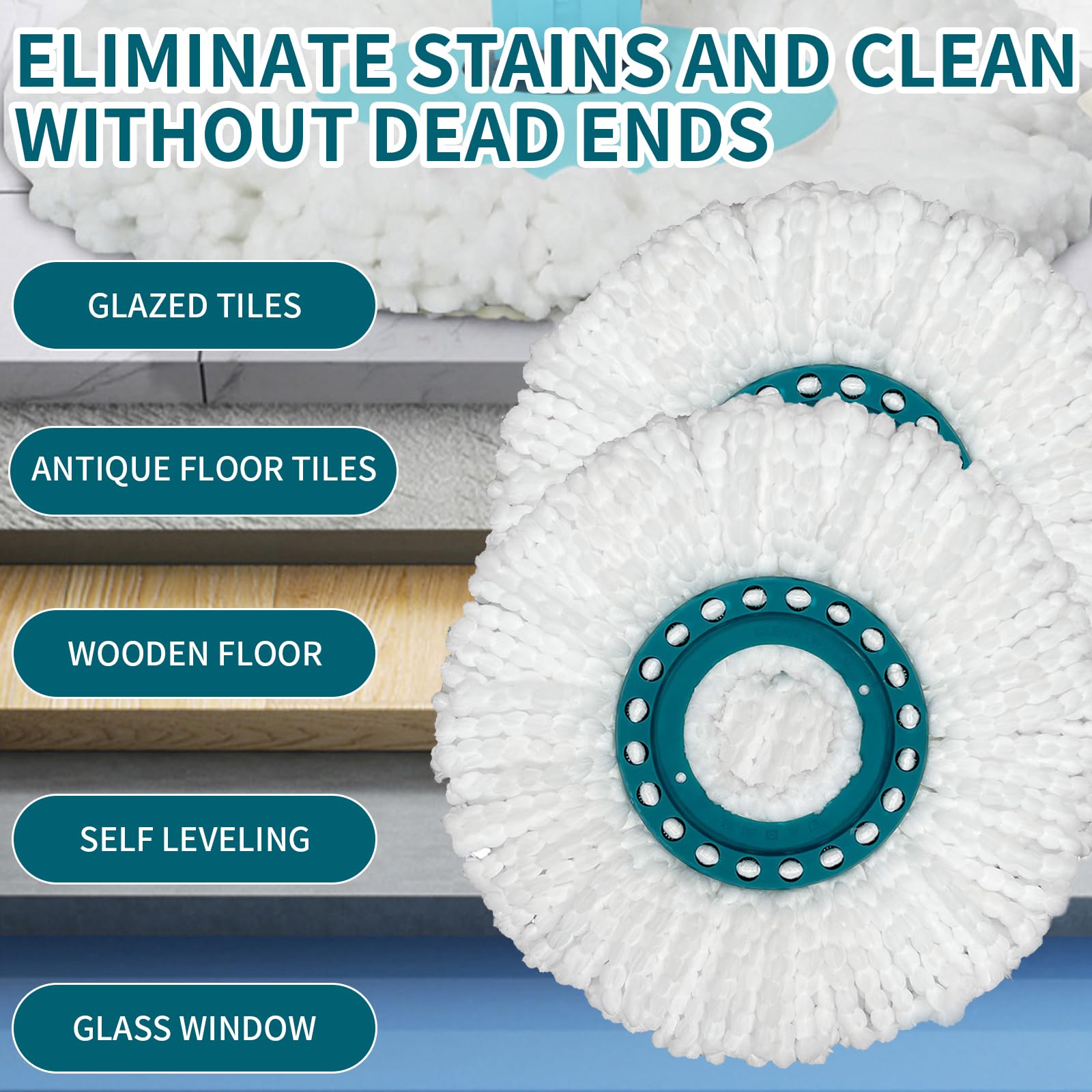 Replacement Mop Heads Compatible with Leifheit Clean Twist Disc Mop System - Microfiber Mop Refills for Easy Floor Cleaning - Perfect for Hardwood, Tile & Laminate Floors