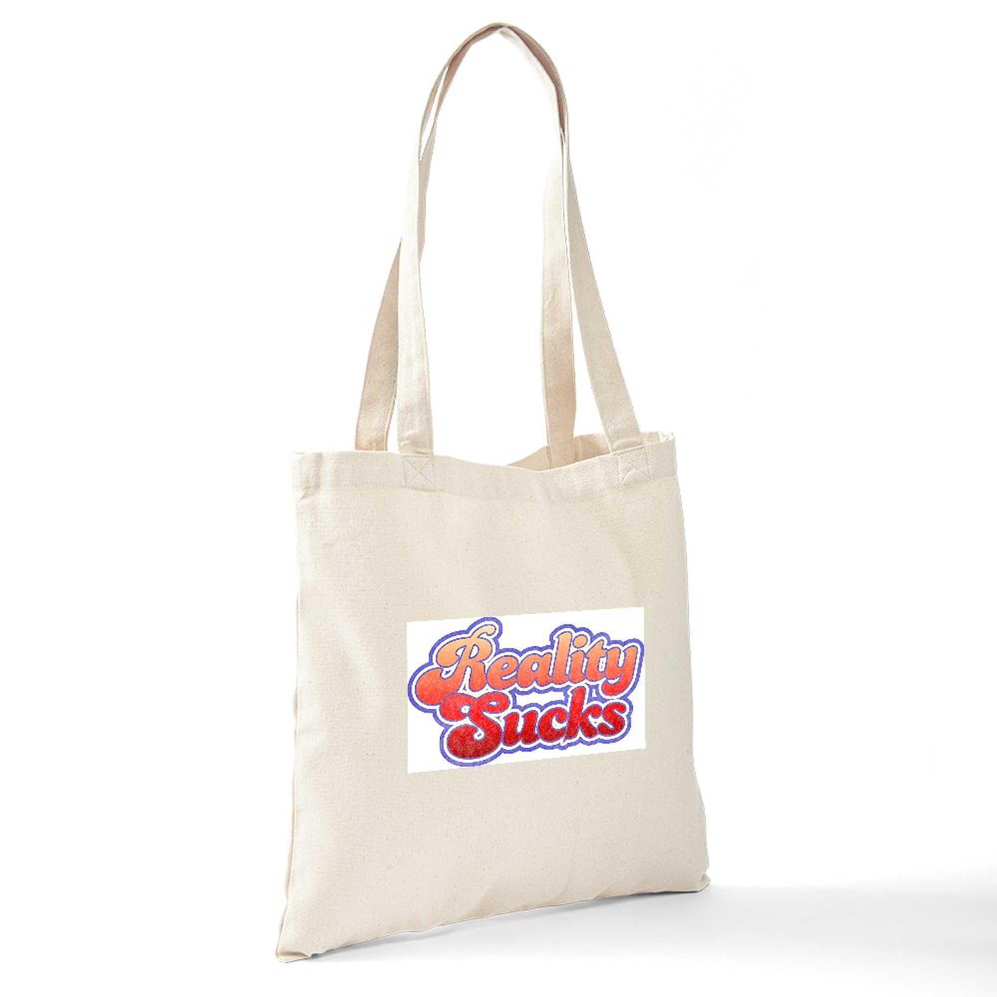 Reality Sucks Distressed Tote Bag - Natural Canvas Reusable Shopping Bag for Groceries, Beach & Everyday Use | Funny Sarcastic Gift Idea