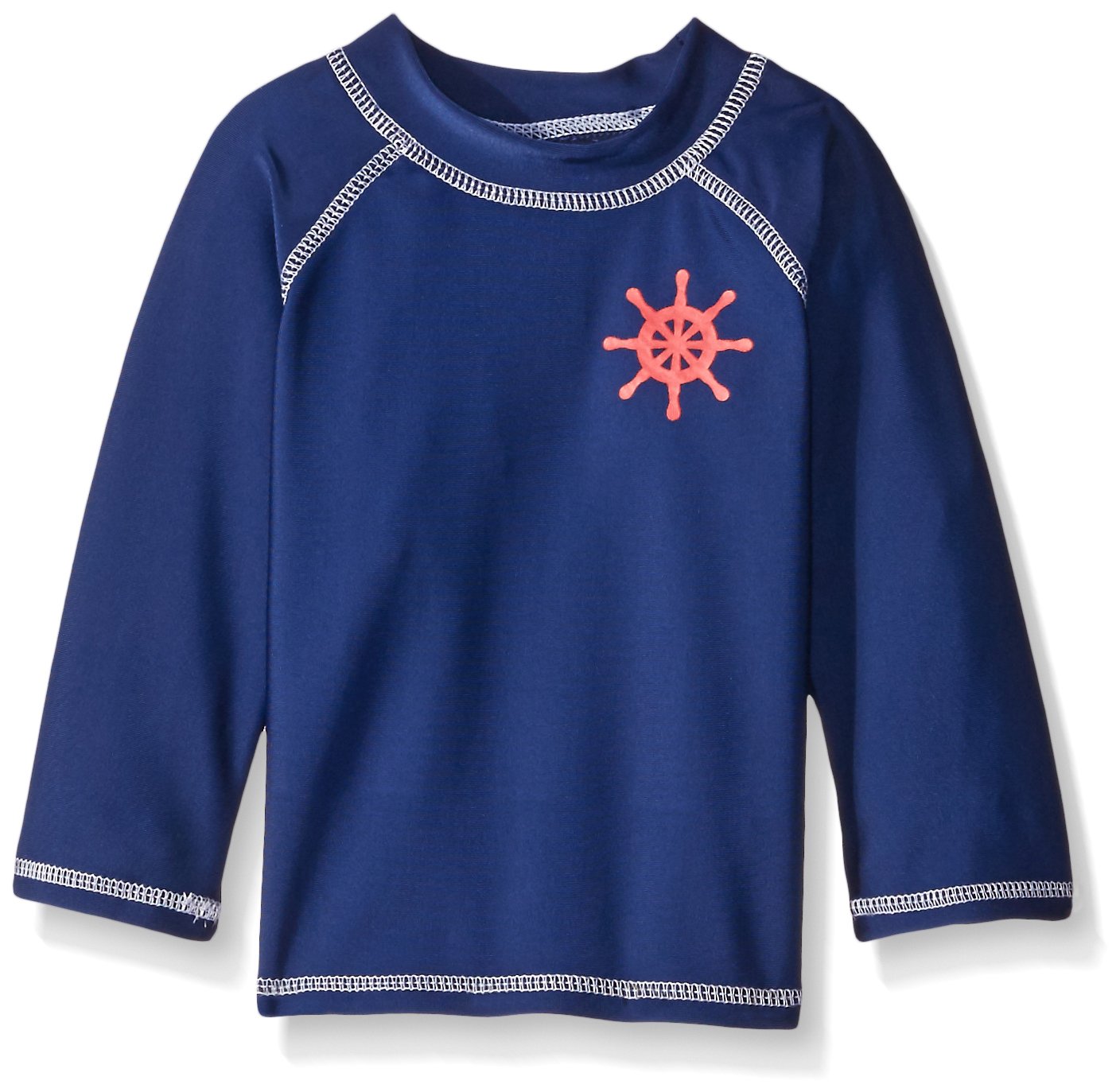Girls' Nautical Ships Wheel Rashguard Swim Top - UPF 50+ Sun Protection for Swimming, Surfing & Beach Activities