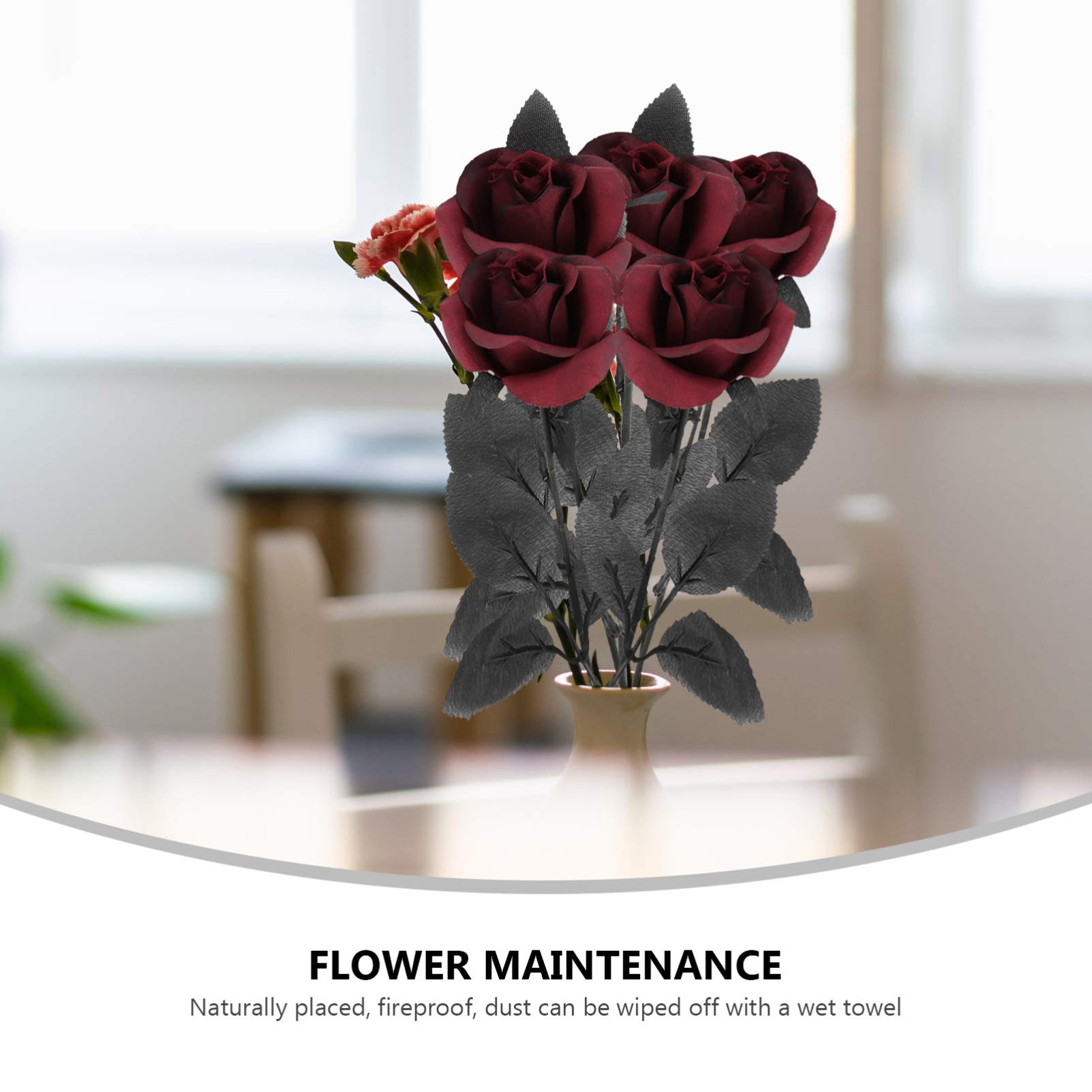 15 Pcs Artificial Black Rose Garland - Faux Gothic Wedding Decor, Silk Flower Bouquet for Home, Party & Halloween Accent | Perfect for Wedding Centerpieces, Gothic Home Decor, Halloween Party Decorations
