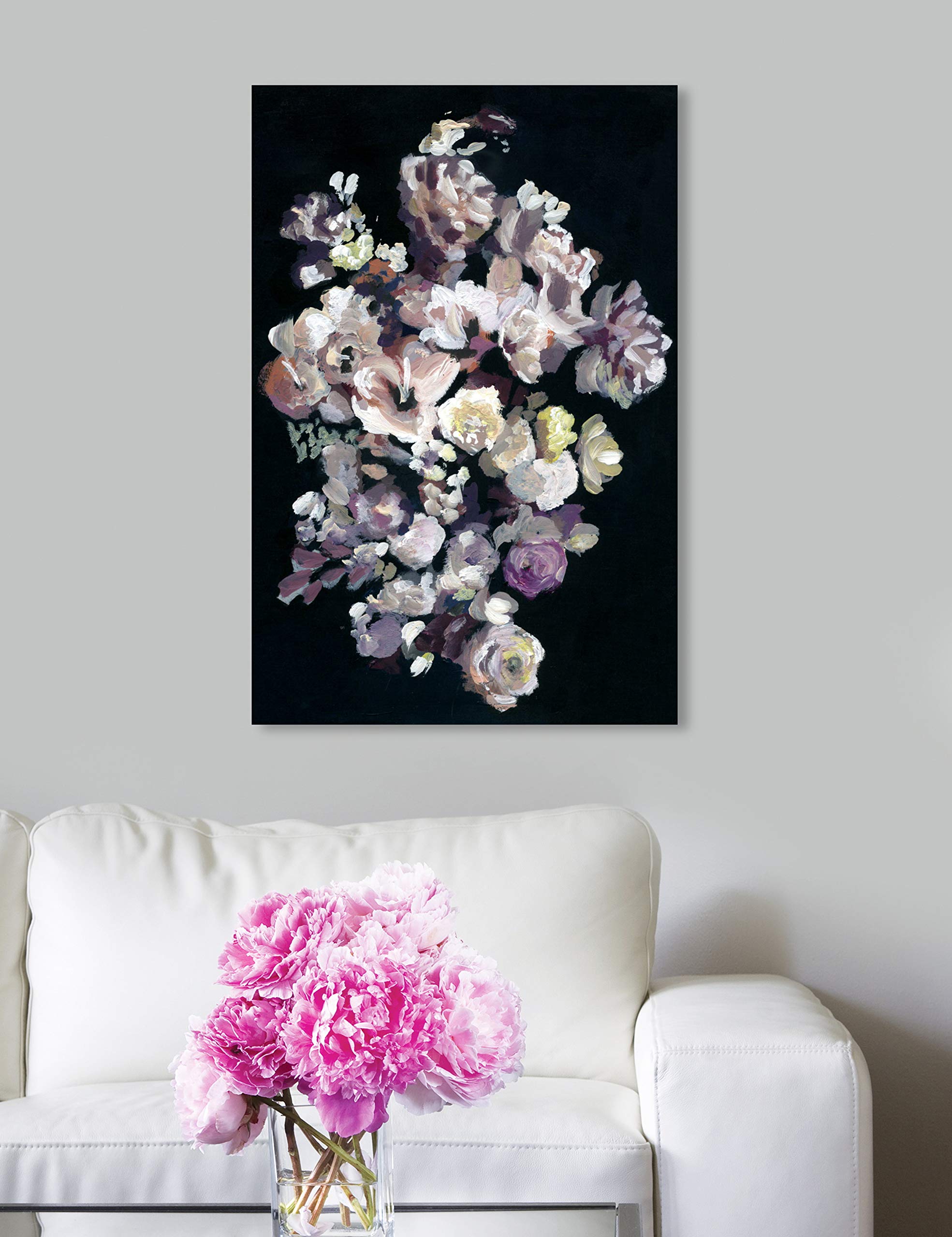 Oliver Gal Artist Co. 'Beauty in Darkness' Floral Canvas Wall Art Print - 16x24 Inches Black & Pink Home Decor for Living Room, Bedroom & Office