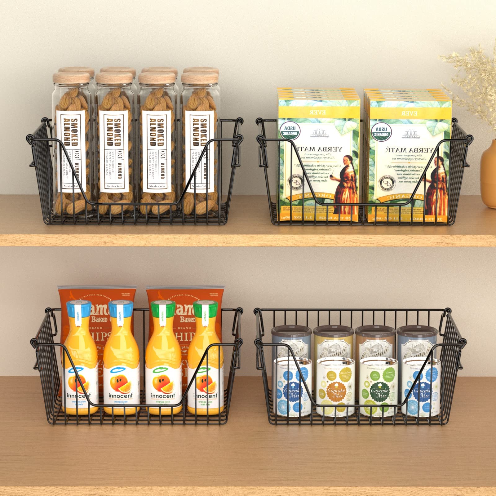 Farmhouse Stackable Wire Storage Baskets with Handles - 14