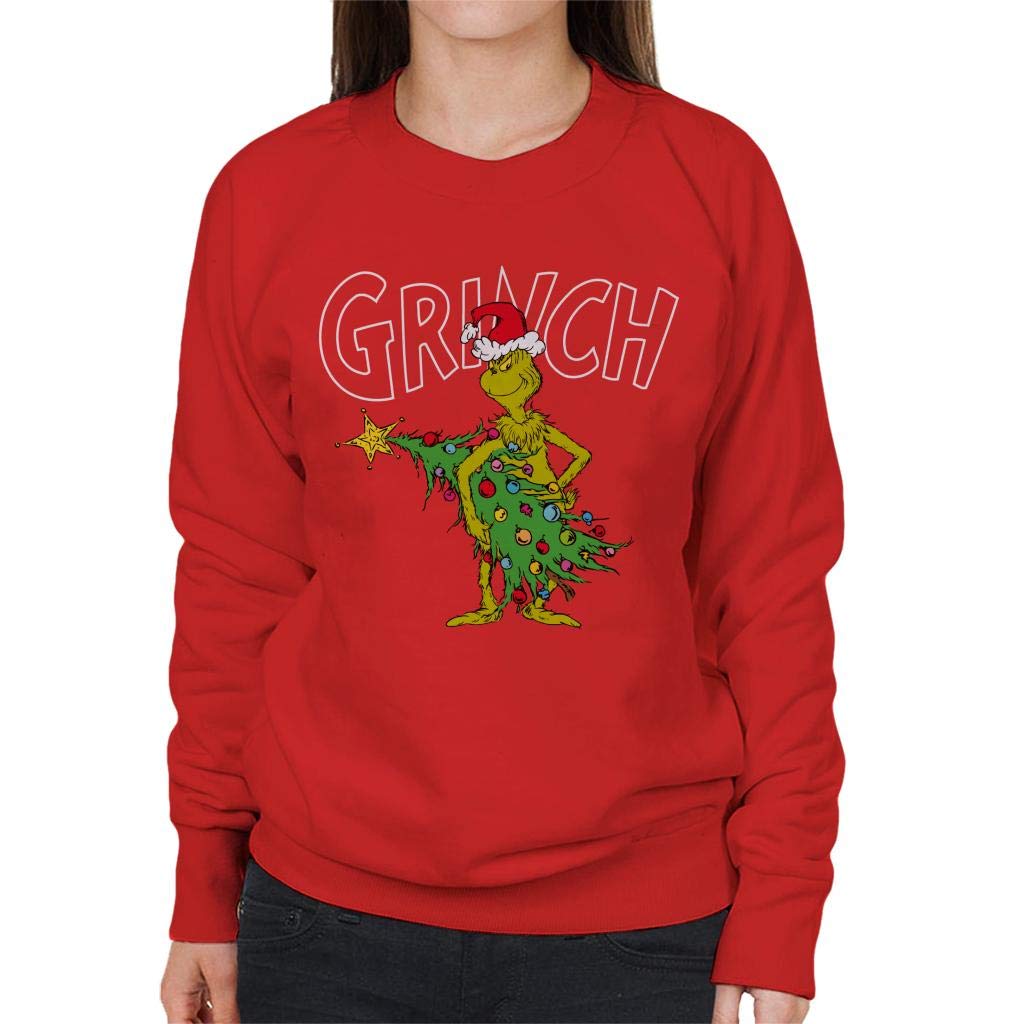 The Grinch Christmas Tree Thief Women's Sweatshirt - Festive Holiday Pullover for Christmas Parties & Ugly Sweater Contests