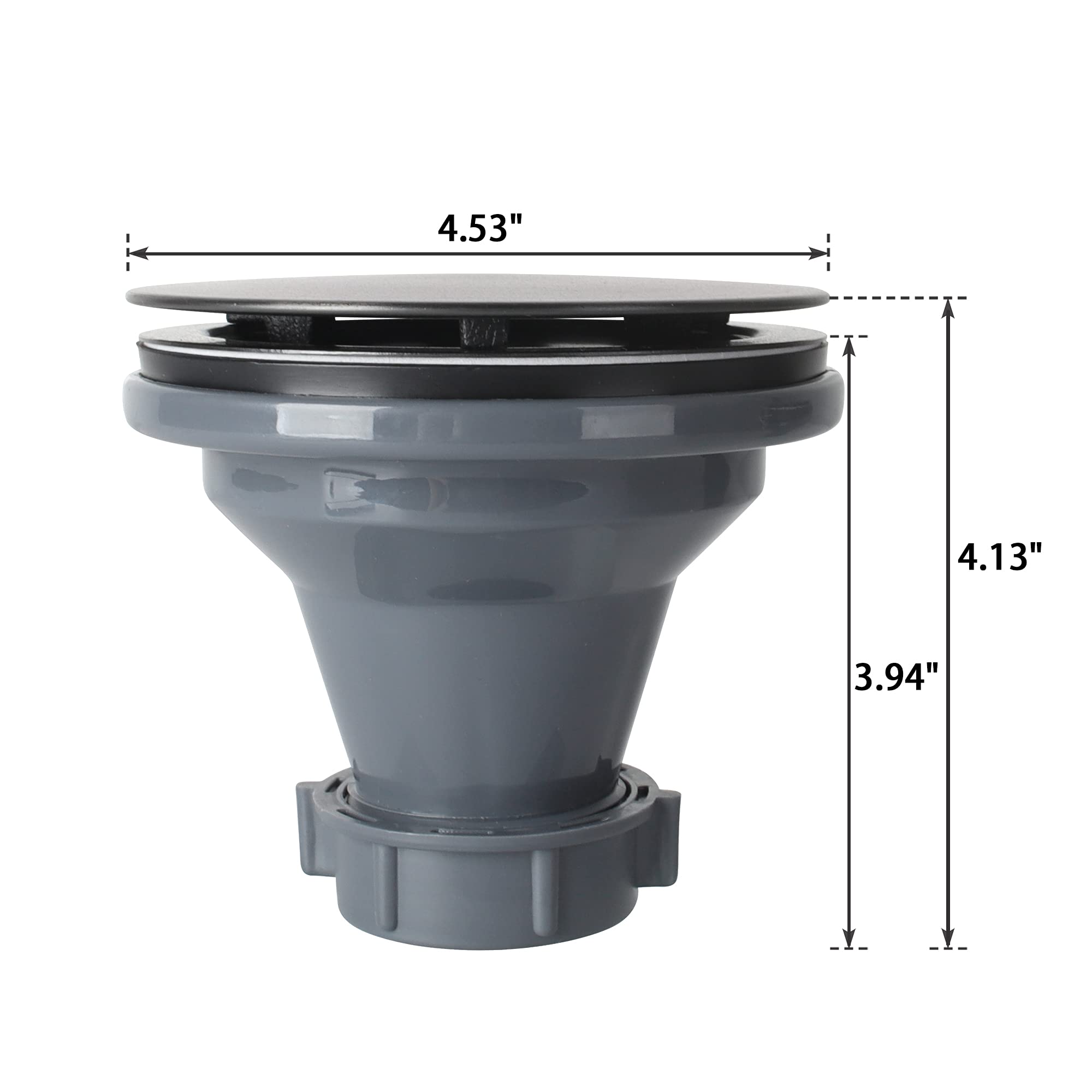 Black Kitchen Sink Drain Assembly - 3.5 Inch Stainless Steel Strainer & Stopper with Decorative Cover - Perfect for Bathroom, Laundry, and Utility Sink Drainage