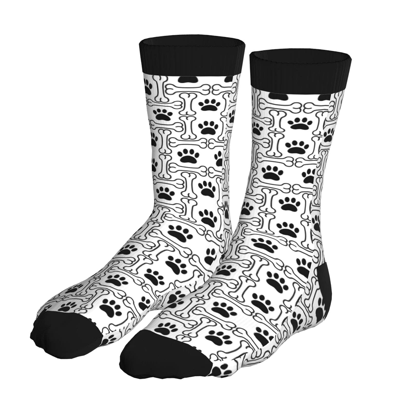 Funny Cat Paw & Dog Bone Compression Socks for Women & Men - Novelty Crew Socks Gift for Nurses, Travel & Sports Enthusiasts