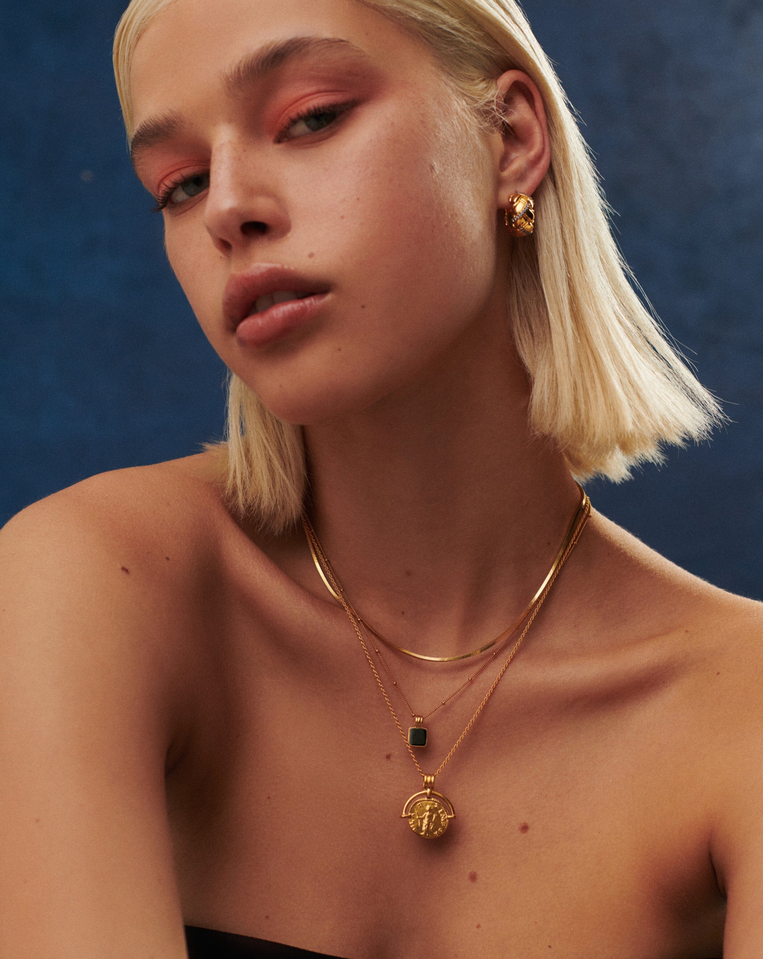 Lucy Williams Square Onyx Necklace - 18k Gold Vermeil & Black Onyx Pendant for Women | Elegant Layering Jewelry for Daily Wear, Office & Special Occasions
