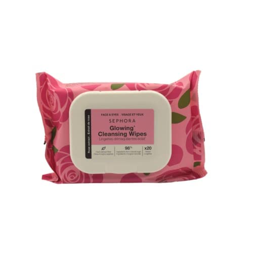 SEPHORA COLLECTION Cleansing & Exfoliating Face Wipes with Rose Extract | Gentle Makeup Remover & Skin Refresher | Perfect for Travel, Gym & Daily Skincare Routine