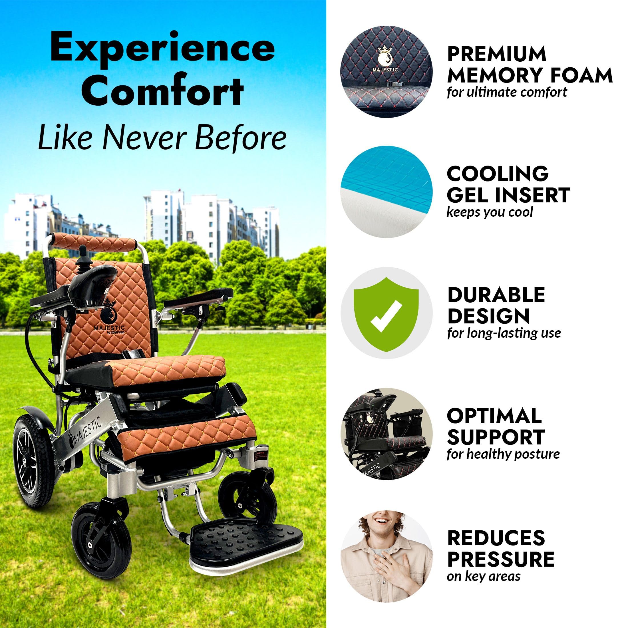 Foldable Lightweight Electric Wheelchair for Adults & Seniors - Portable Motorized Power Chair with Durable Ultra-Light Frame | Indoor & Outdoor Mobility, Travel, Shopping, Home Use