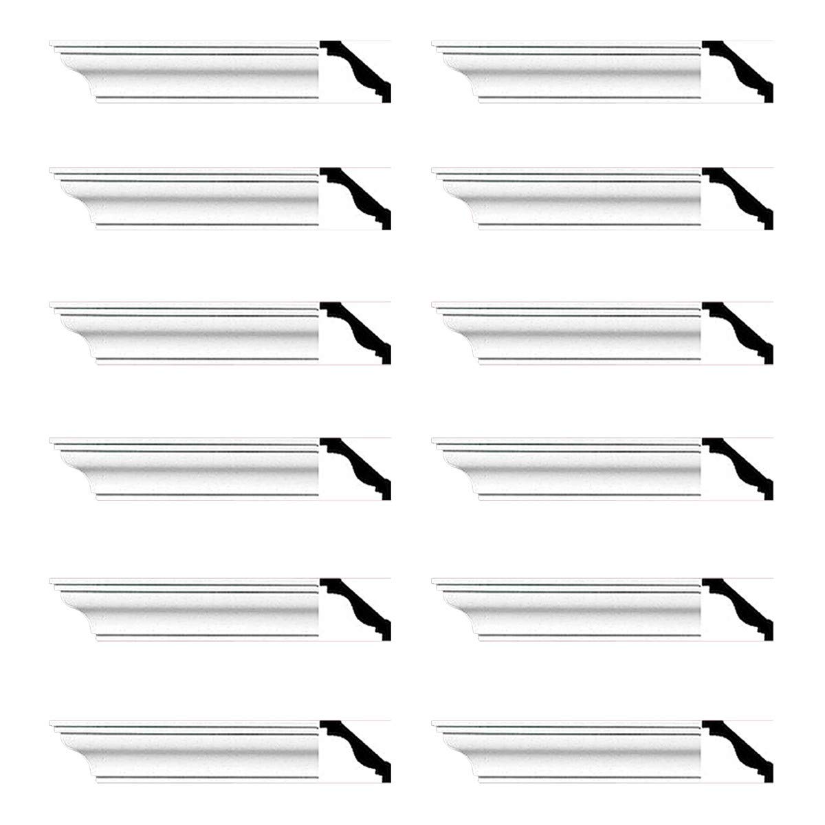 White Urethane Cornice Molding - Classic Pleasance Design (12 Pieces, 1152