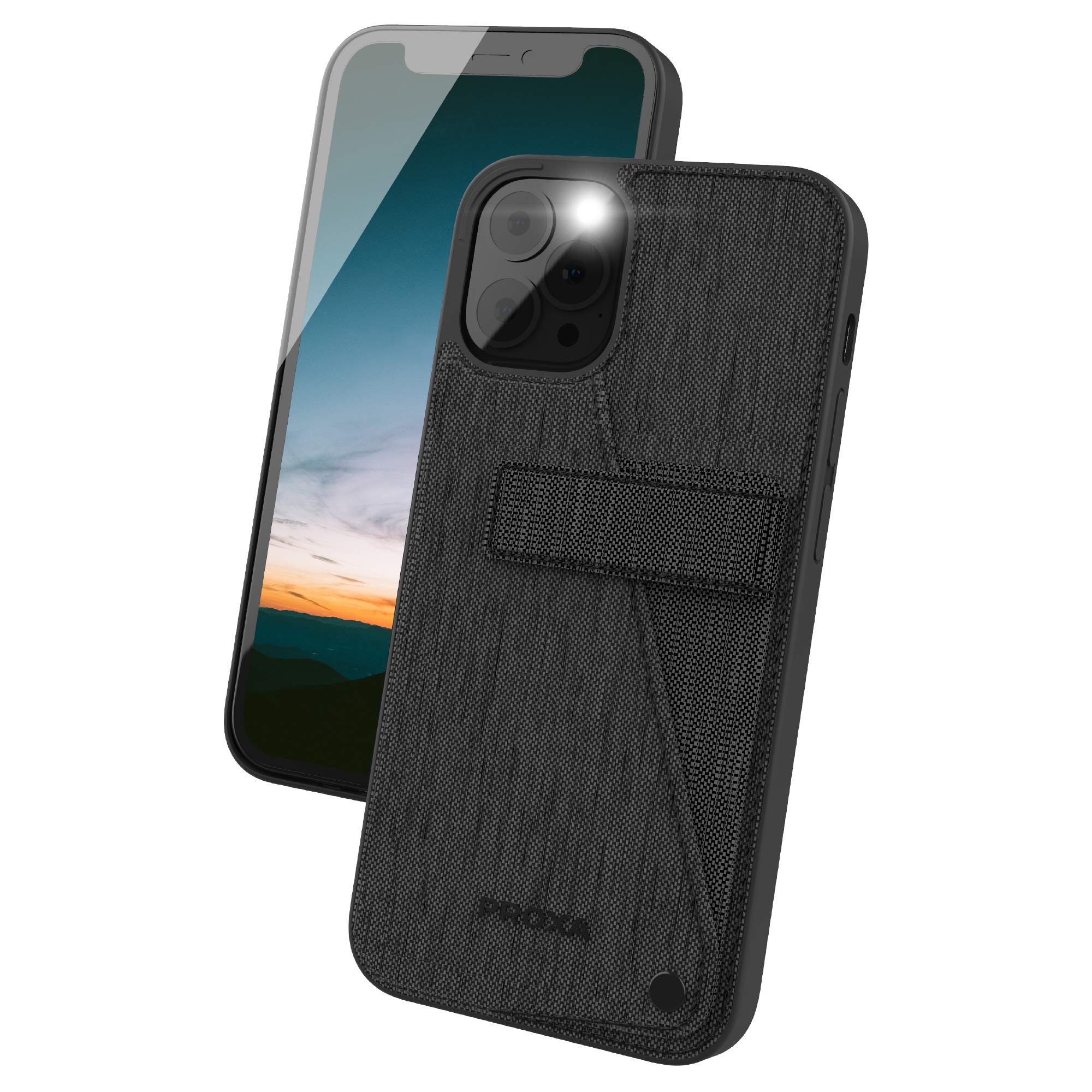 PROXA Rotational Wallet Case for iPhone 12 Pro Max (6.7 inch) - Hidden Card Holder Slot, TPU & PC Protective Cover - Scratch Resistant - Classic Black - Perfect for Daily Use, Travel & Business Meetings