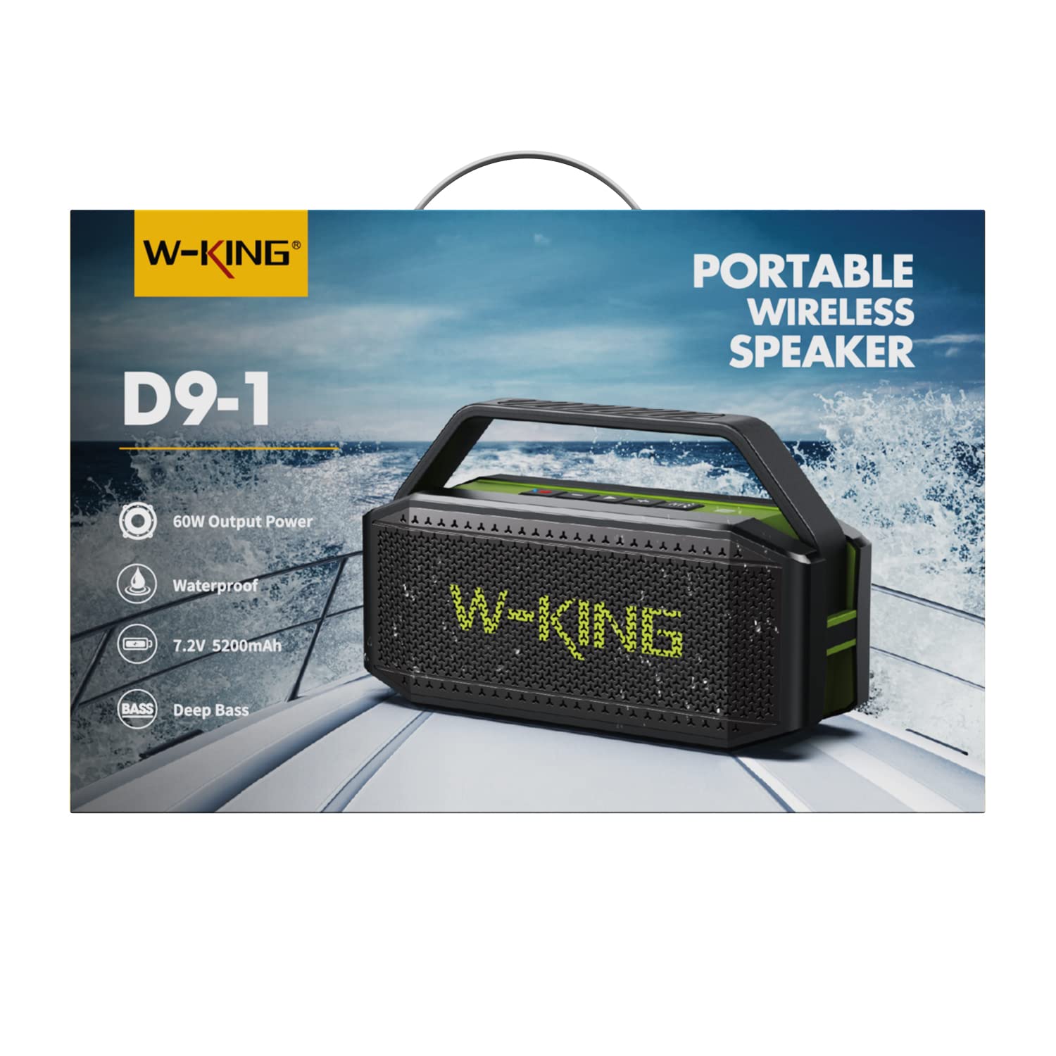 W-KING 100W Portable Bluetooth Speaker - Wireless Outdoor Waterproof Loud Boombox with Dual Subwoofers, 60W Bass, 40H Playtime, Power Bank, TF/AUX/EQ - Perfect for Pool Parties, Camping & Beach Outings