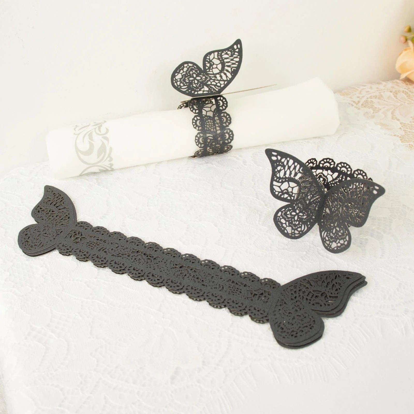 12 Pack Laser Cut 3D Butterfly Napkin Rings for Wedding, Party & Table Decor - Elegant DIY Paper Craft for Dinnerware & Home Decoration
