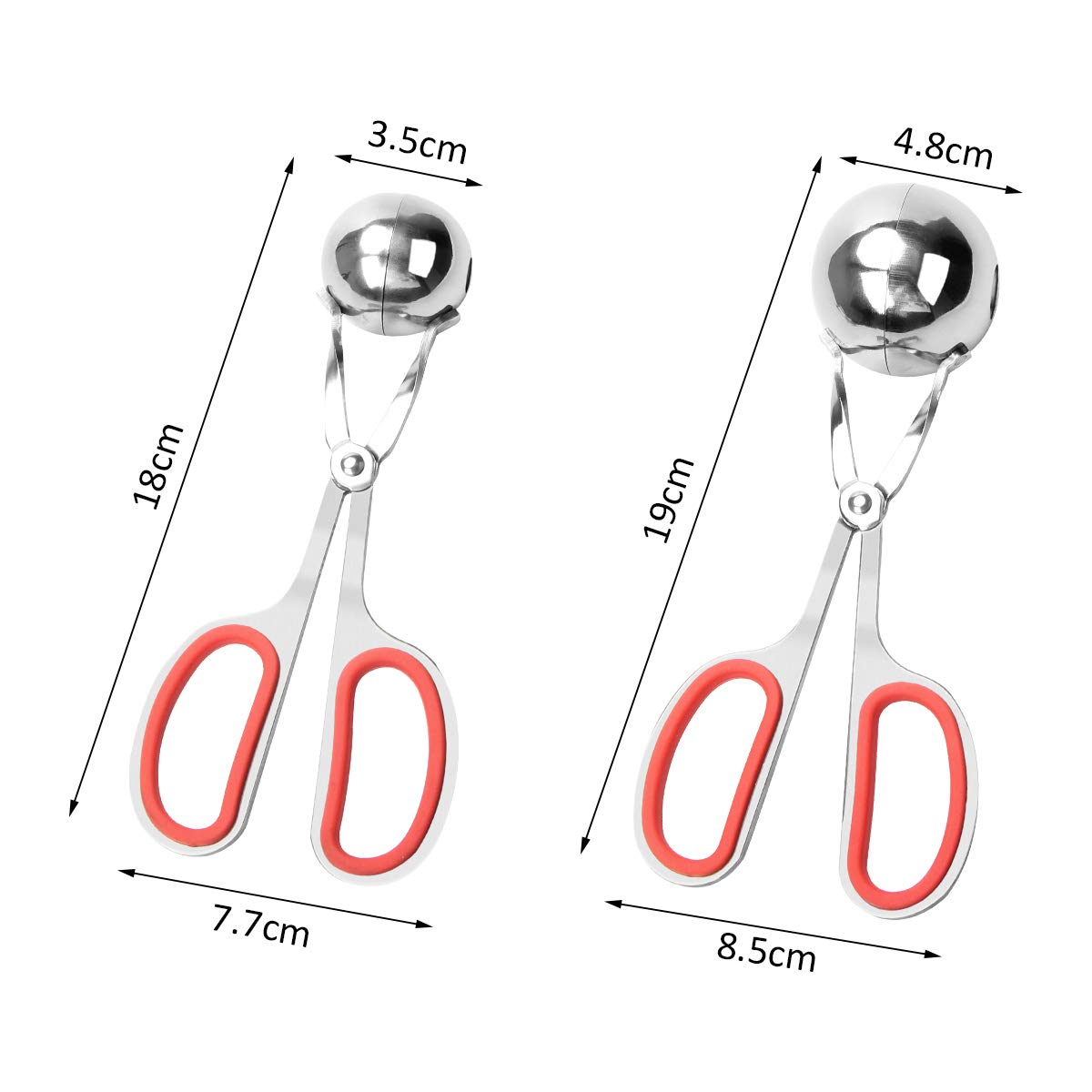 AHIER 2-Piece Non-Stick Meatball Maker Set with Detachable Anti-Slip Handles - Stainless Steel Meatball Scoop & Cake Pop Tool (1.38