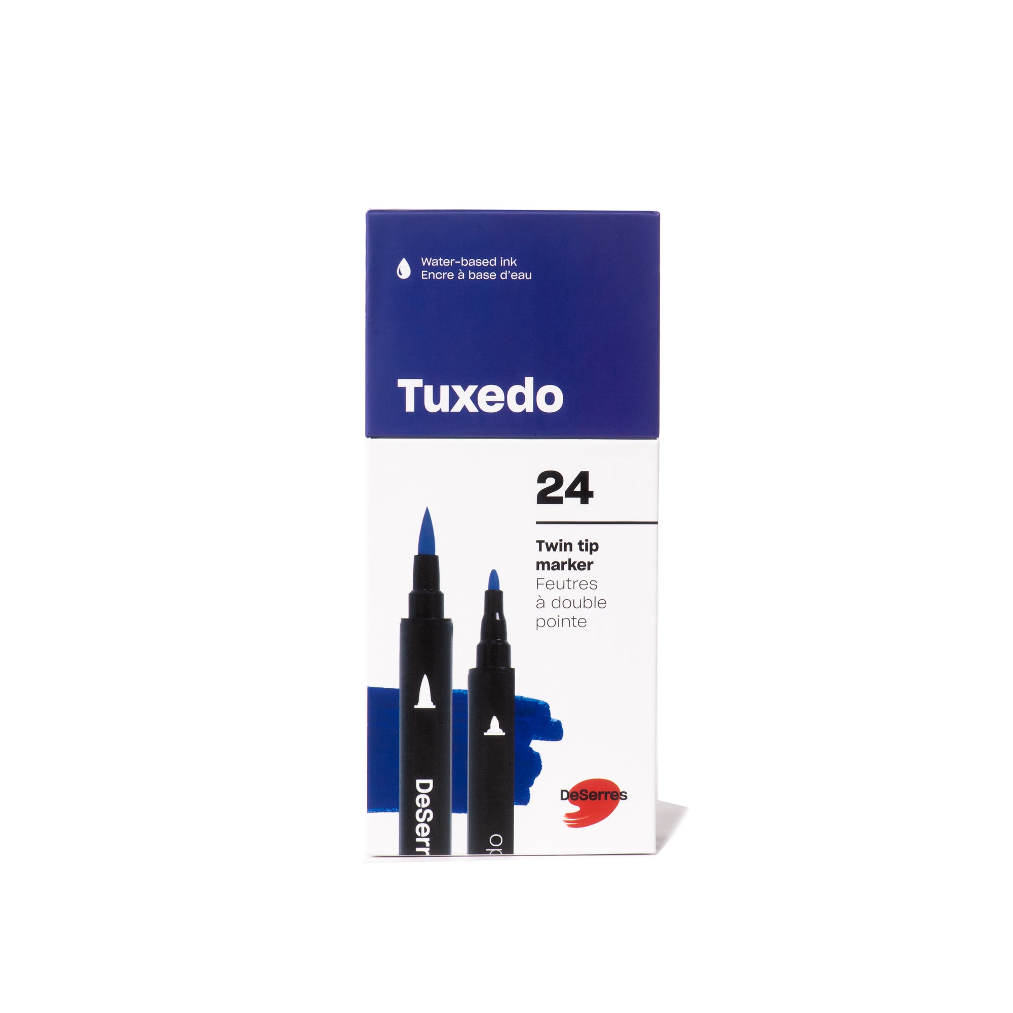24 Pack Tuxedo Double Ended Markers Set - Fine & Brush Tip Art Markers for Drawing, Coloring, Calligraphy & Bullet Journaling - 12 Assorted Vibrant Colors for Artists & Students