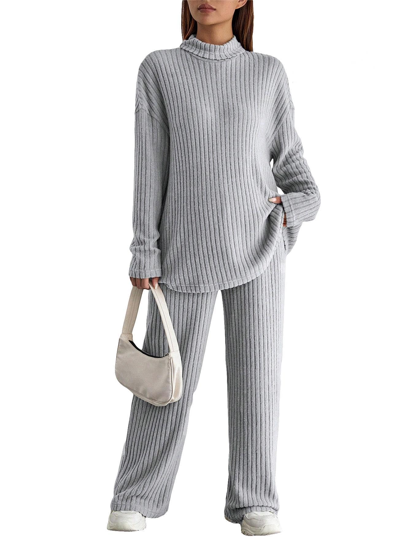 MakeMeChic Women's Maternity Pajama Lounge Set - Soft Mock Neck Top & Stretchy Pants for Pregnancy Comfort - Perfect for Sleeping, Relaxing & Light Workouts