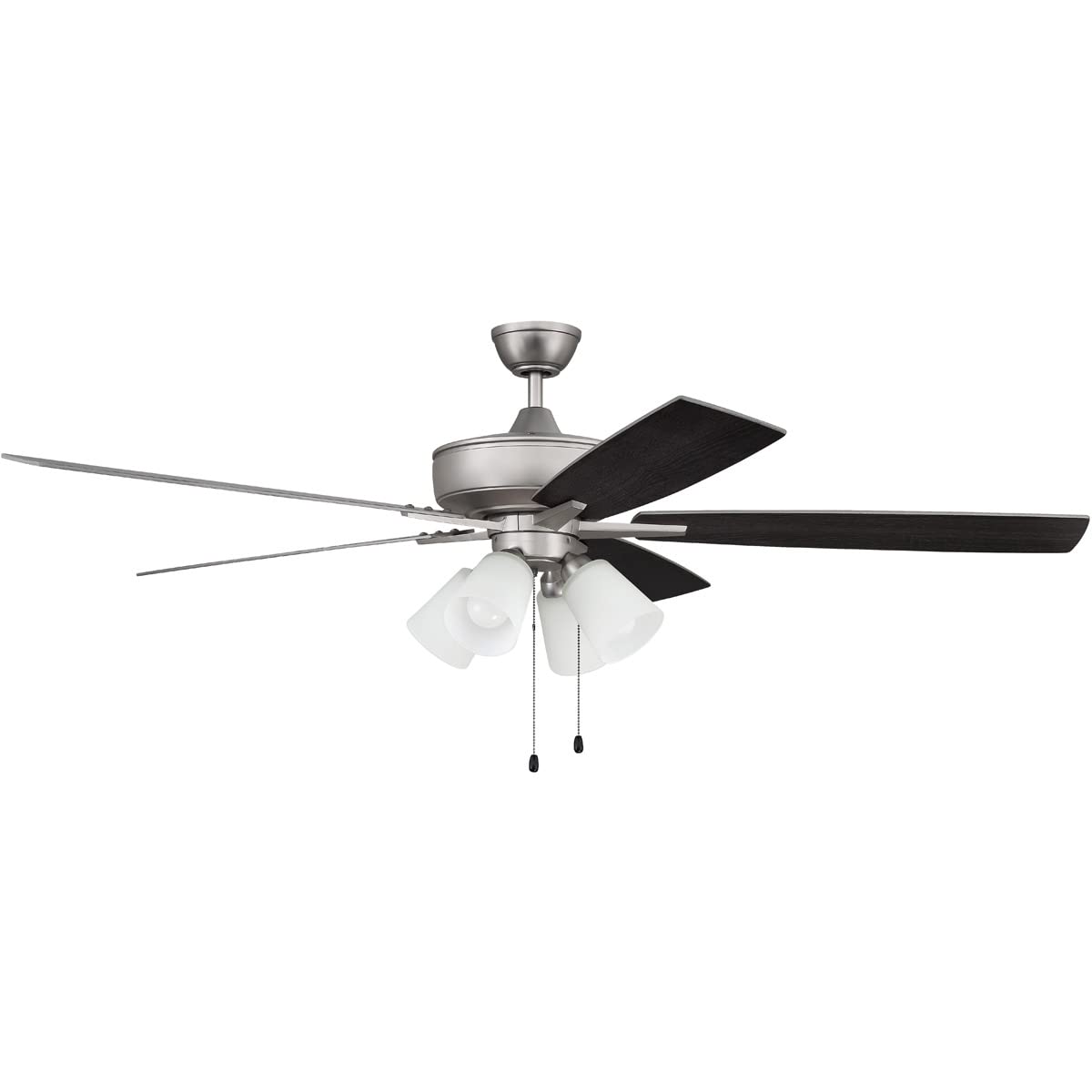 Craftmade S114BN5-60BNGW 60-Inch Indoor Ceiling Fan with LED Light Kit, 5 Reversible Brushed Nickel/Greywood Blades, Pull Chain Control - Perfect for Living Room, Bedroom, and Office Spaces