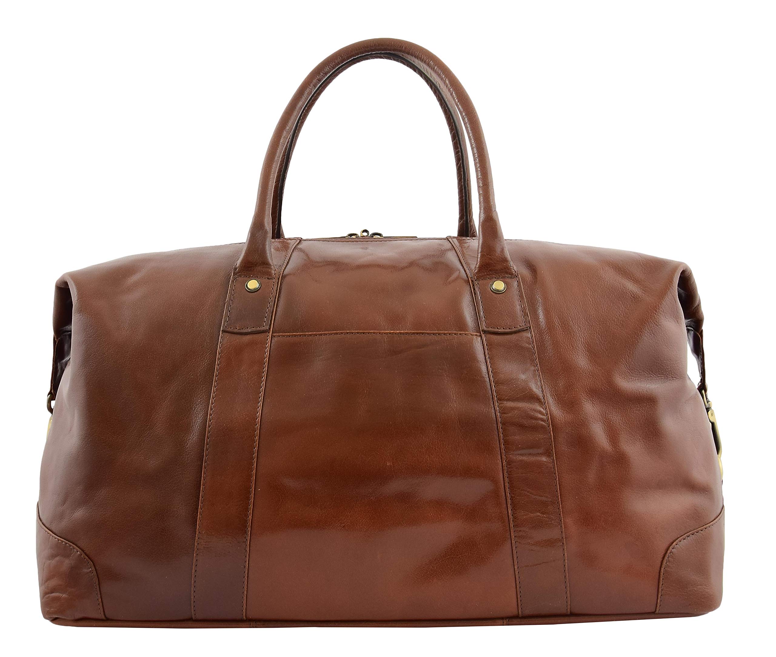 Premium Cognac Vegetable-Tanned Leather Duffle Bag - Stylish Gym, Travel & Weekend Carryall for Men - Perfect for Workouts, Business Trips & Getaways