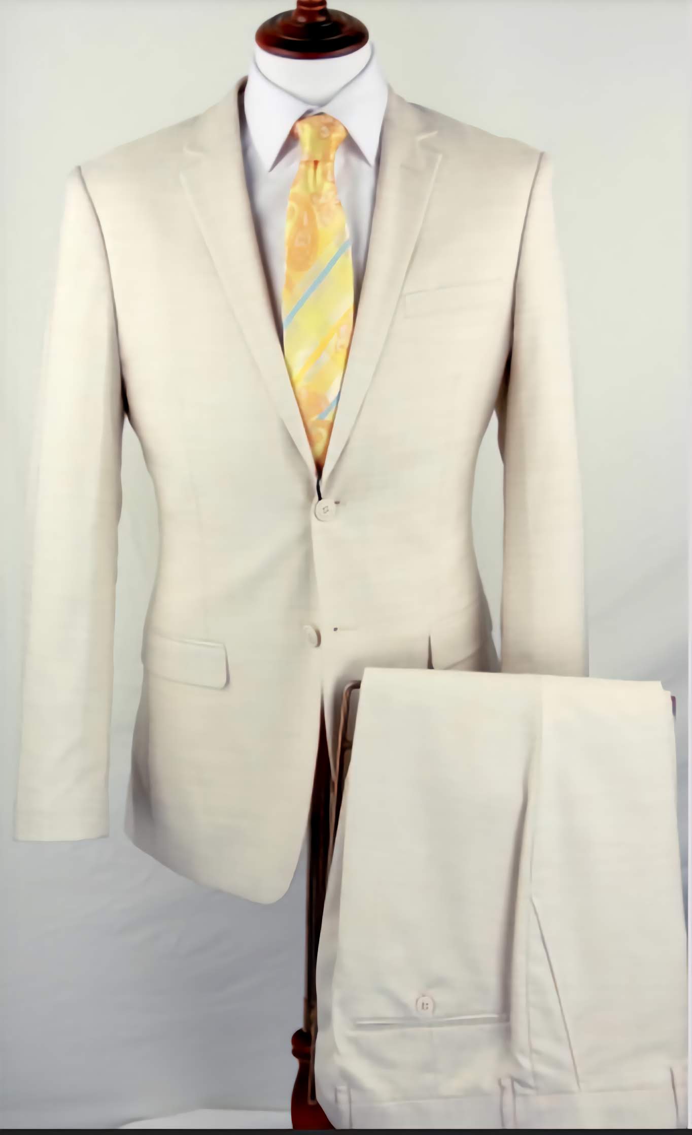 Slim Fit Light Beige 2 Piece Suit with Notch Lapel for Men | Business Formal Wear | Office, Wedding & Special Occasion Outfit