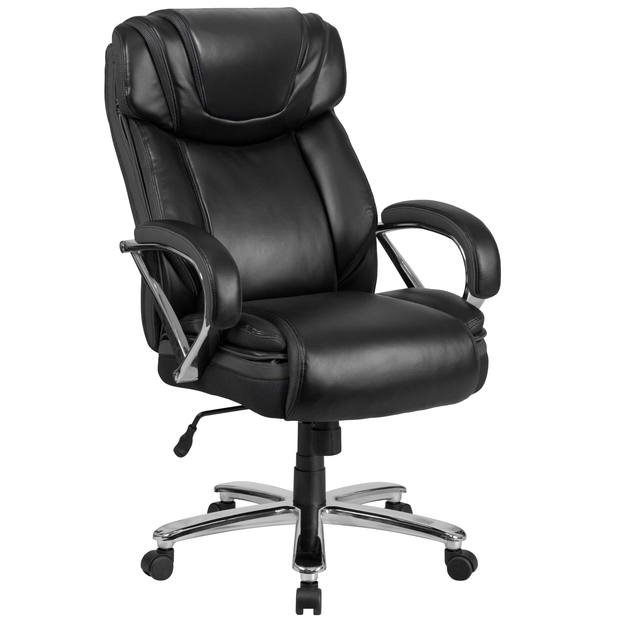 Flash Furniture HERCULES Series Big & Tall 500 lb. Capacity Black LeatherSoft Executive Swivel Ergonomic Office Chair with Extra Wide Seat - Premium Comfort for Home Office, Gaming, and Workspace (Heavy Duty Support)