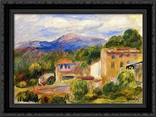Pierre Auguste Renoir 24x18 Black Ornate Wood Framed Canvas Art - Cagnes Landscape Painting for Living Room, Bedroom & Office Wall Decor