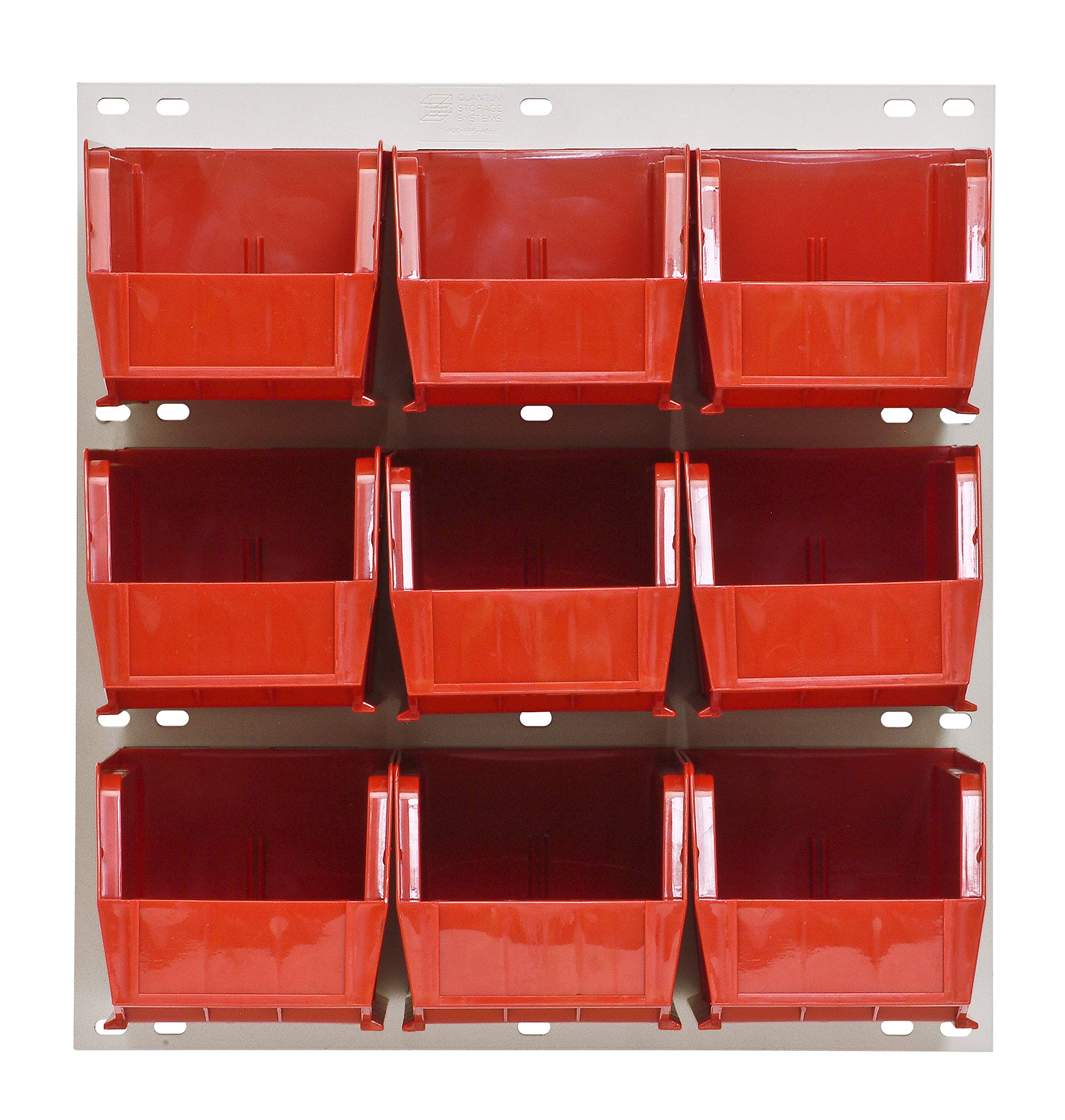 Quantum Storage Systems QLP-1819HC-230-9RD White Louvered Panel Organizer with Red Bins - 18