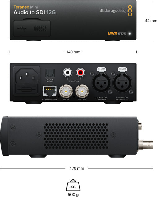 Teranex Mini Audio to SDI 12G Converter - Professional Audio Video Signal Conversion for Live Streaming & Broadcast Studios