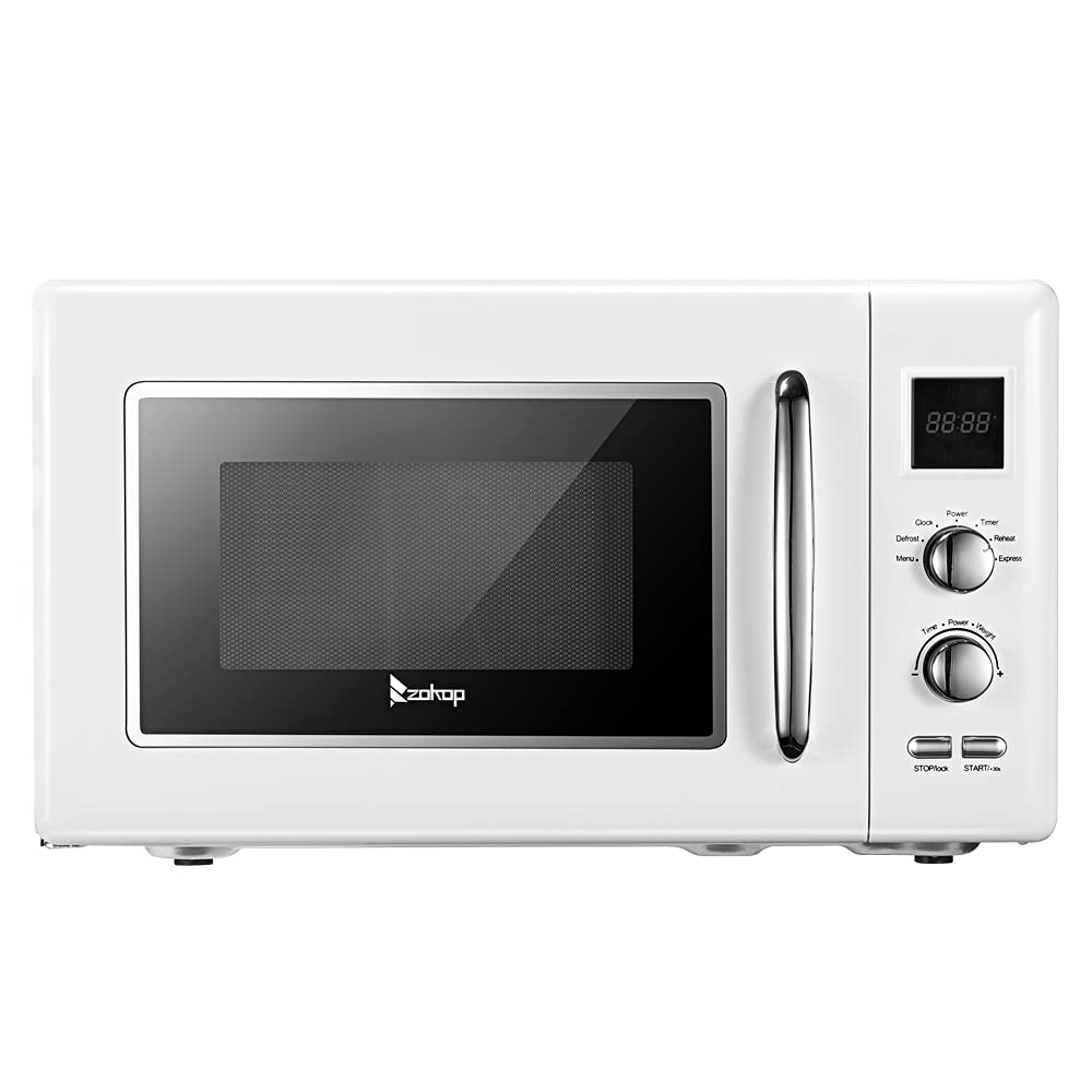 Veryke 0.9 cu ft Retro Countertop Microwave Oven - 900W, 23L Capacity, 5 Power Levels, Digital Display - Compact Kitchen Appliance for Small Spaces, Dorms, Offices & Apartments (White, 120V)