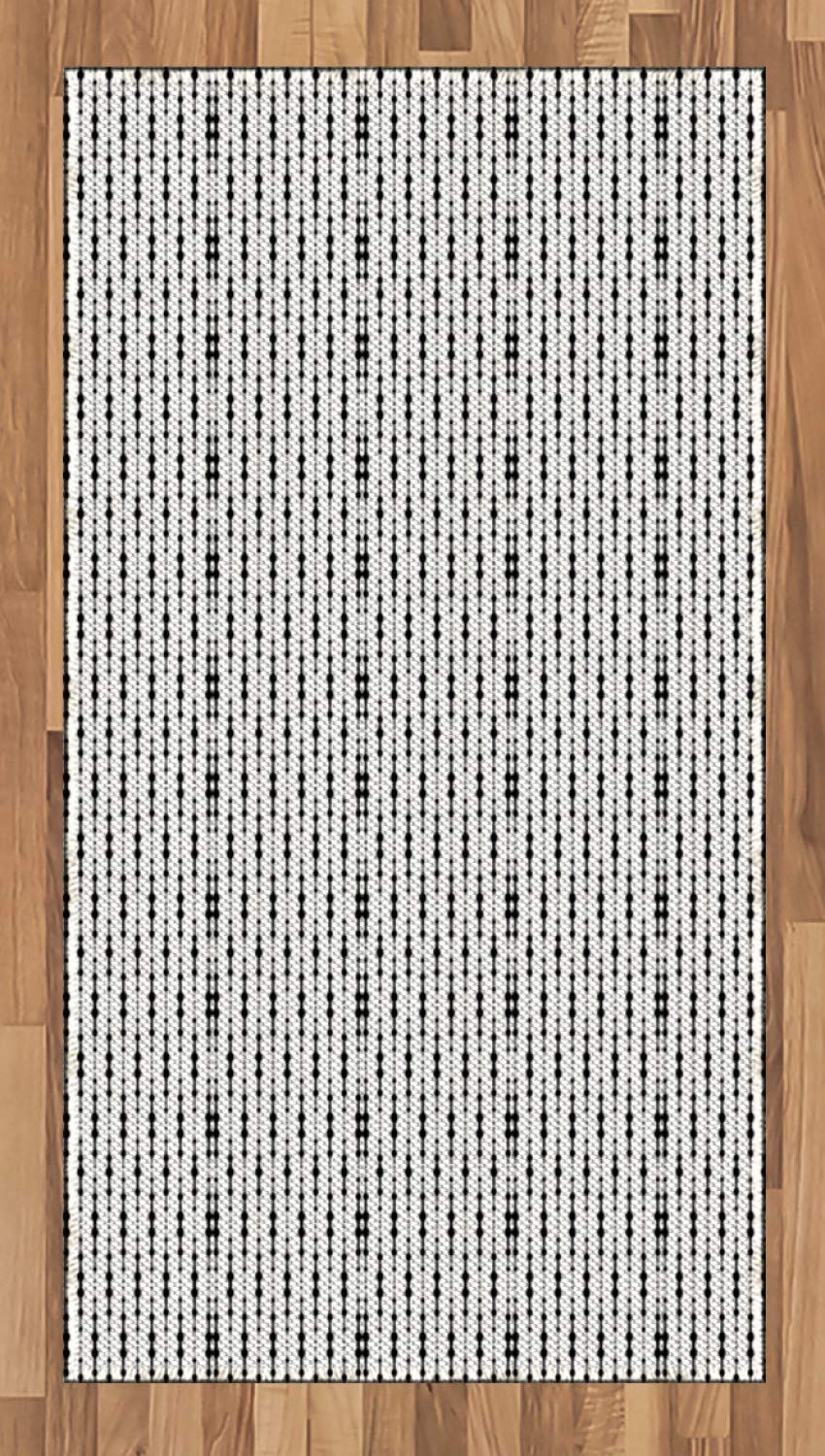 Ambesonne Abstract Area Rug - Modern Monochrome Lines & Dots Geometric Design, Flat Woven Non-Slip Oval Rug for Living Room, Bedroom, Dining Room - 2'6