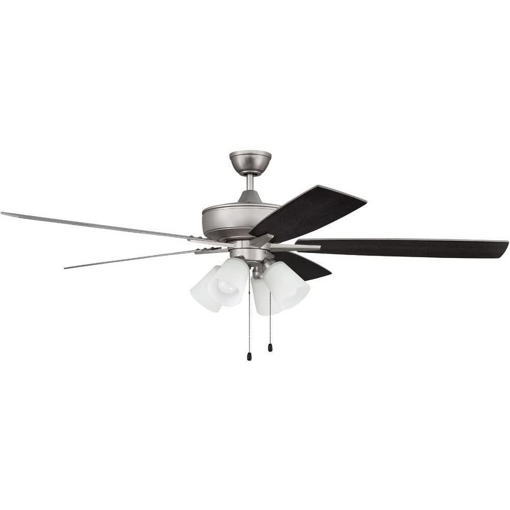 Craftmade S114W5-60WWOK 60 Inch Ceiling Fan with LED Light & Pull Chain - 5 Reversible White/Washed Oak Blades - Super Quiet Motor - Perfect for Living Room, Bedroom, or Patio