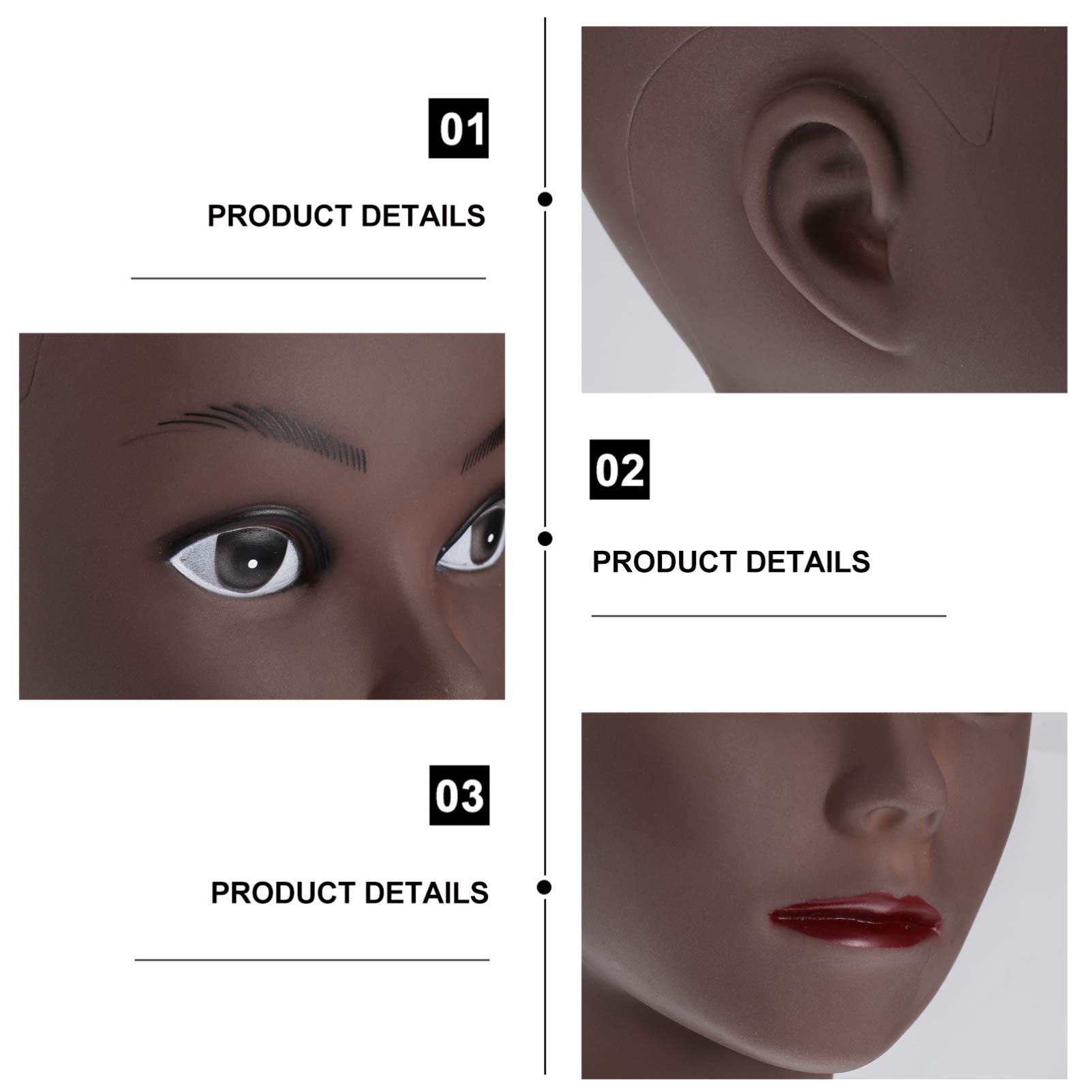 Beaupretty African Black Mannequin Head for Wig Making - PVC Hat Display Stand for Hairstyling Practice & Salon Training | Perfect for Cosmetology Students & Professional Stylists