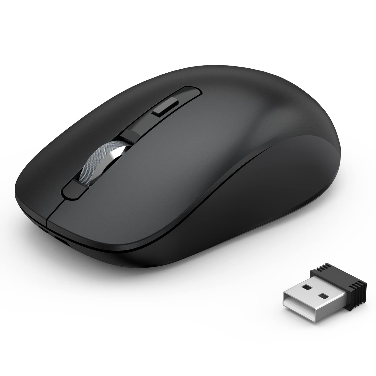 JOYACCESS Bluetooth 5.0 Wireless Mouse, 2.4G Dual Mode Ergonomic Computer Mouse for Laptop, PC, MacBook, Windows, MacOS & Android - Black | Perfect for Office Work, Gaming & Travel Use