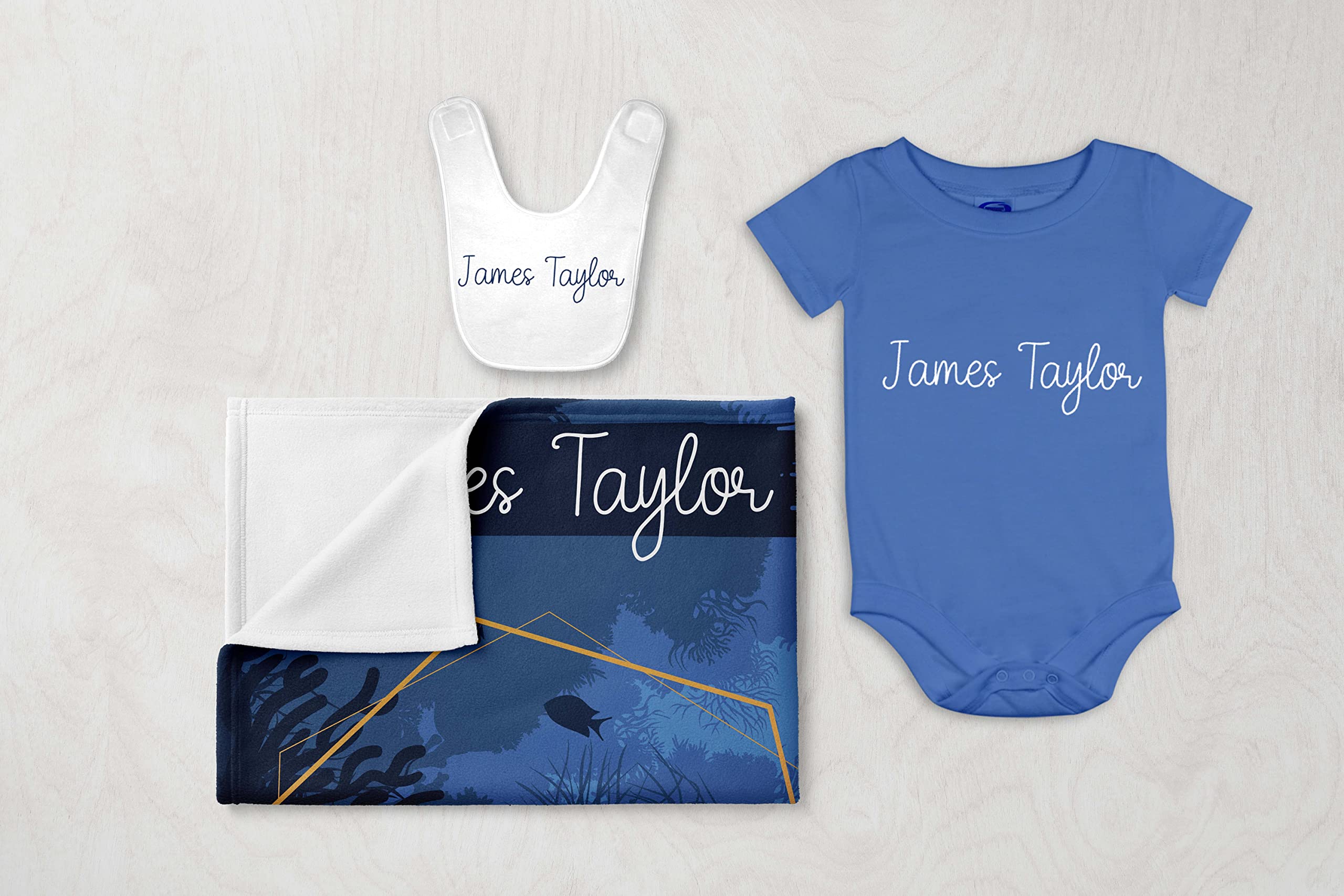 Personalized Baby Milestone Blanket with Onesie & Bib - Custom Name Growth Chart Blanket for Boys & Girls | Perfect for Newborn Photography, 1st Birthday Gifts & Nursery Decor