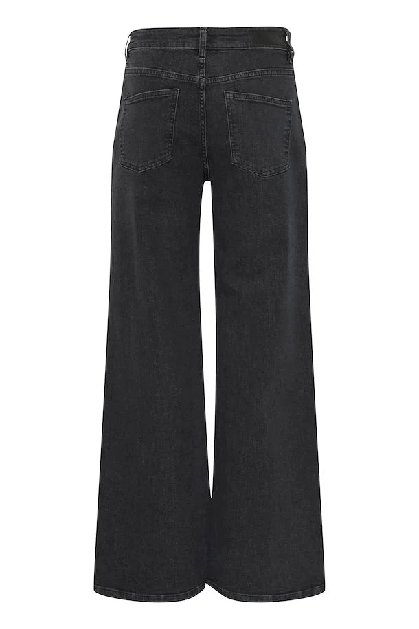 Braidy Rhinestone Wide Leg Jeans for Women - Distressed Washed Black High Waist Flare Pants - Perfect for Casual Wear, Night Out and Party Outfits