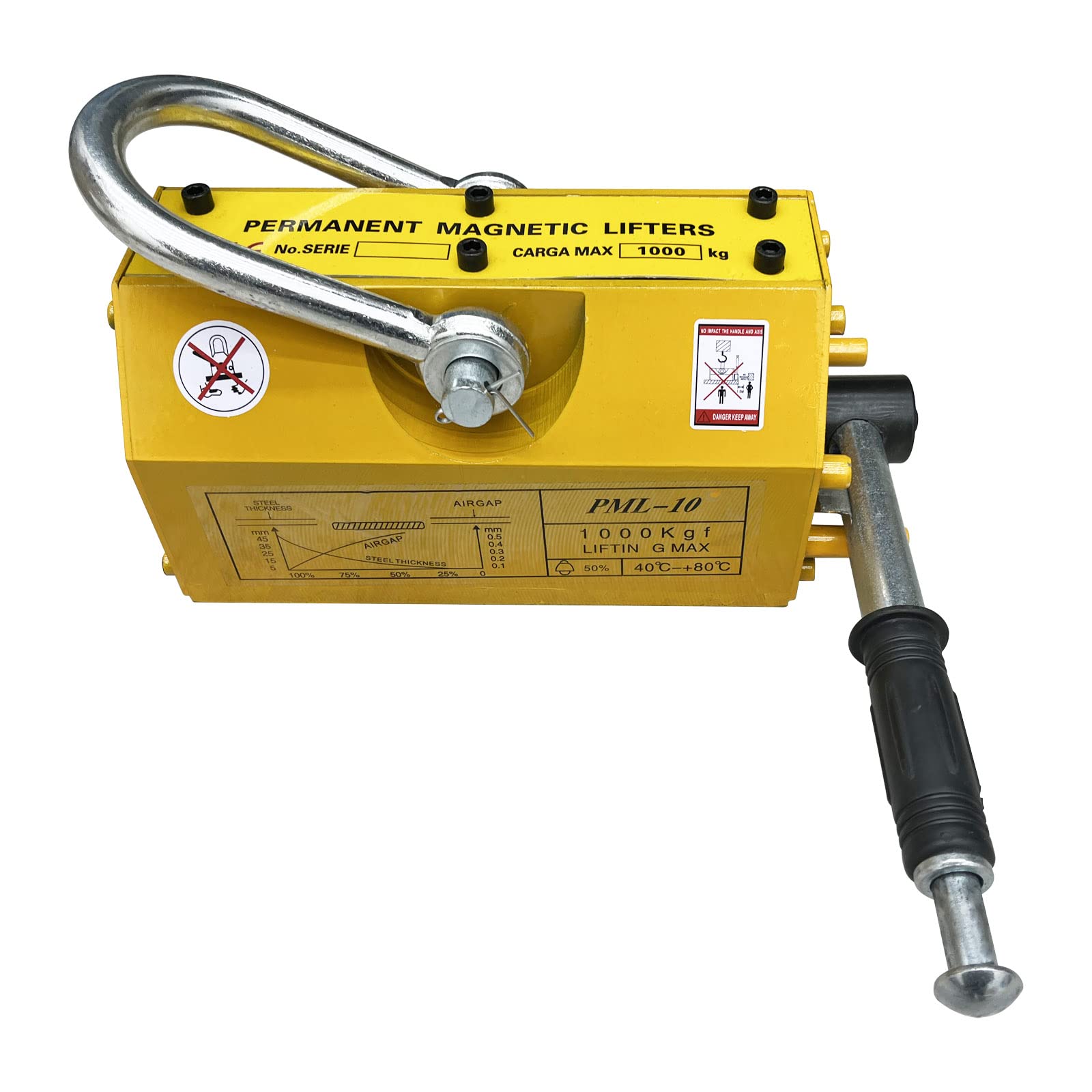 INTBUYING 2200LB (1000KG) Heavy Duty Steel Magnetic Lifter - Permanent Crane Hoist Lifting Magnet with Release for Shop, Block Board & Industrial Use | Perfect for Metalworking, Construction & Warehouse Lifting