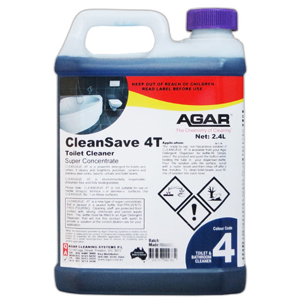 Agar CleanSave 4T Toilet Cleaner - Powerful Bathroom Cleaning Solution for Stains & Odor Removal - Ideal for Home, Hotel & Commercial Use