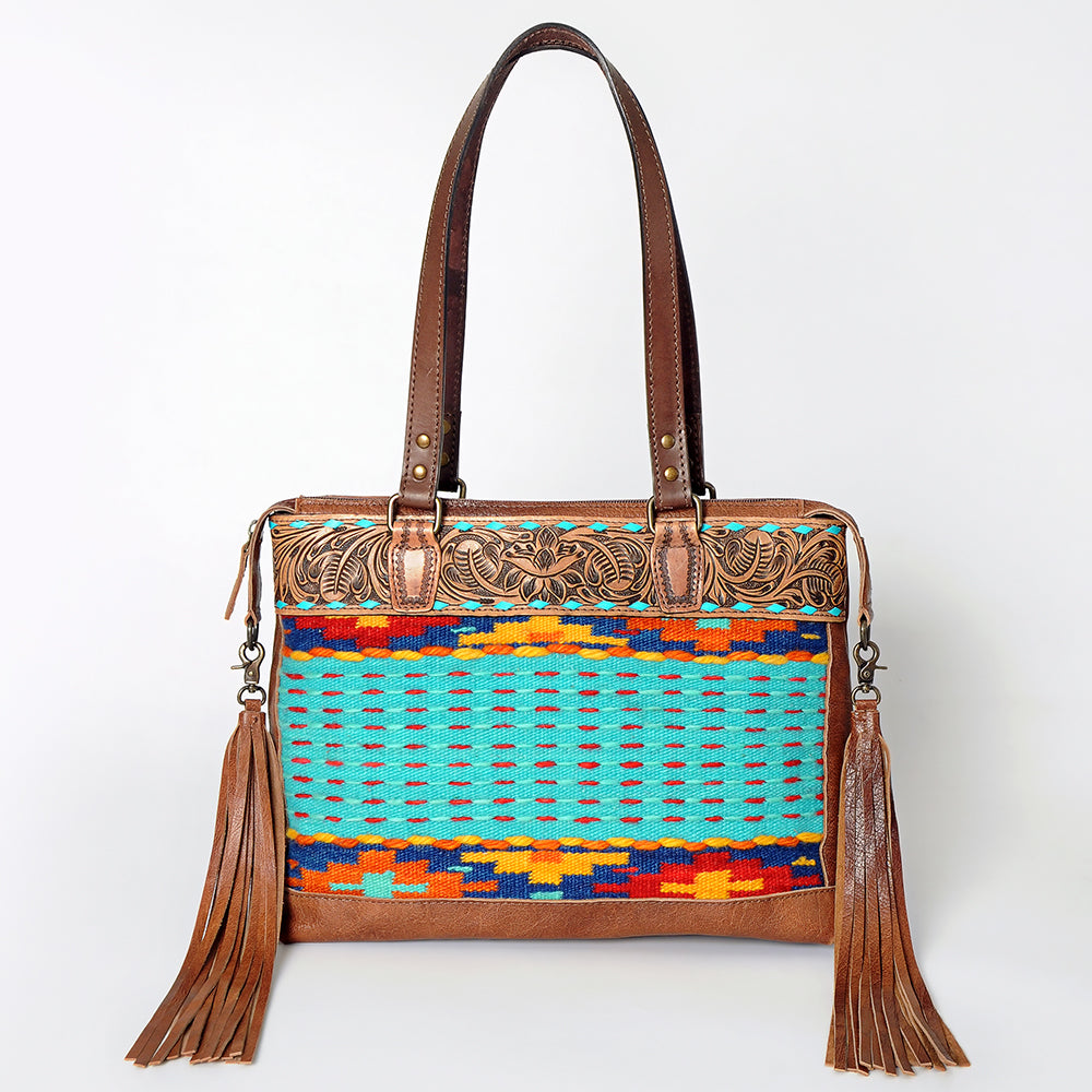 American Darling Hand Tooled Genuine Leather Western Handbag - Women's Cowhide Purse & Saddle Blanket Style Shoulder Bag for Country Rides, Rodeo Events & Western Fashion