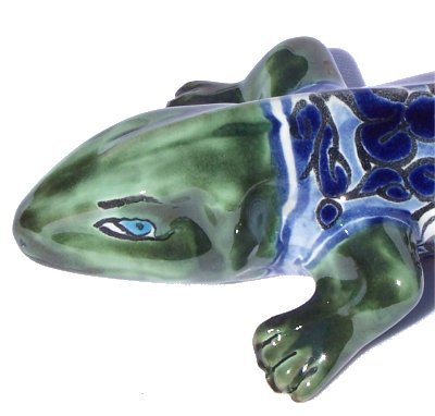 Blue Ceramic Garden Iguana Statue - Outdoor Decor for Patio, Lawn & Garden - Handmade Decorative Reptile Sculpture for Landscaping & Home Décor