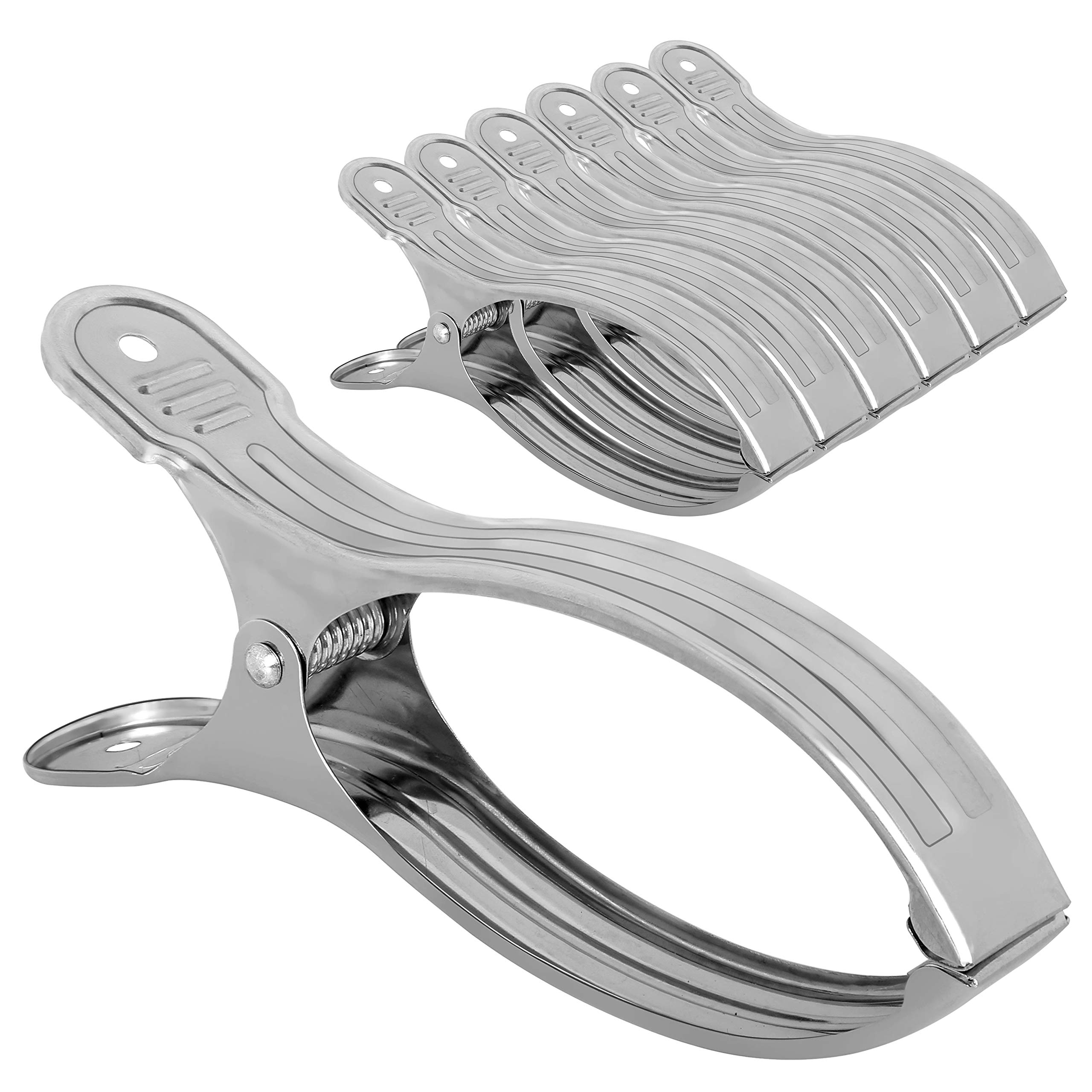 Dseap 6-Pack Jumbo Stainless Steel Towel Clips - 6.25 Inch Heavy Duty Metal Clamps for Pool Covers, Beach Blankets, Cruise Chairs & Lounge Furniture | Perfect for Swimming Pools, Boating, Picnics and Outdoor Activities