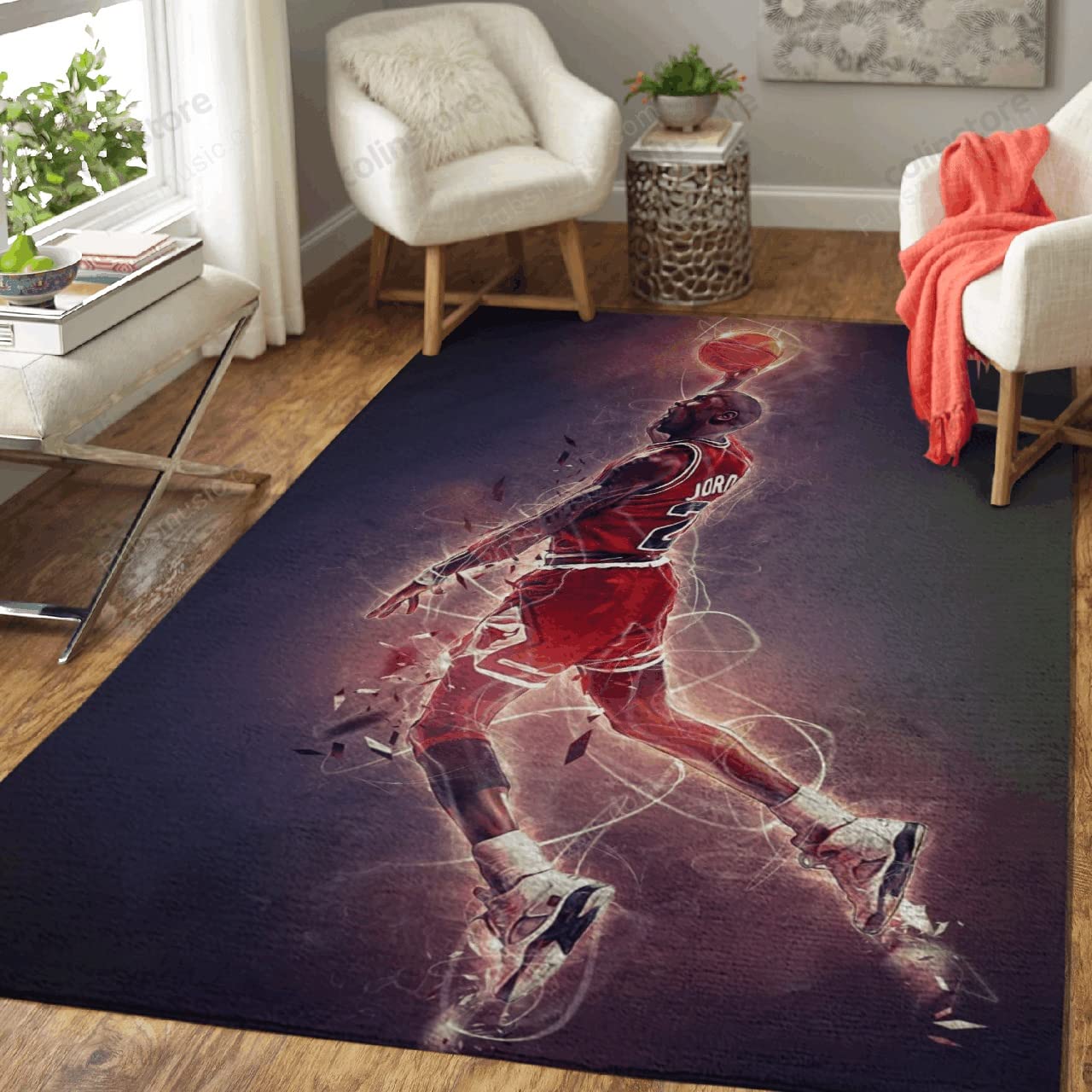 Basketball Sports Rug - Non-Slip Play Mat for Boys & Girls Bedroom, Kids Room Decor, Hypebeast Carpet - Perfect for Game Rooms, Dorm Decor, and Sports Themed Nursery (Size F37)
