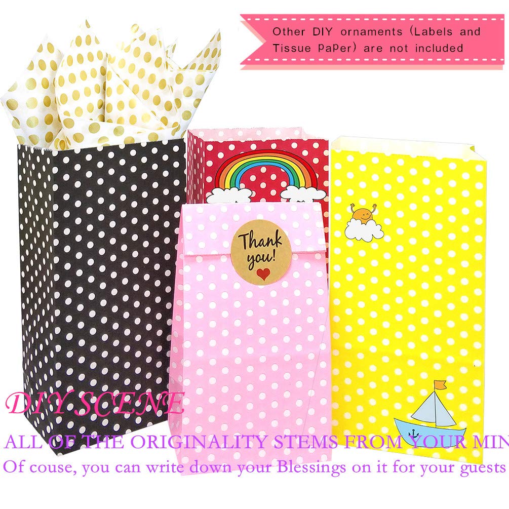 Red Polka Dot Paper Bags - 50 Pack Mini Lunch & Gift Bags (3.5x2.3x7 inches) for Party Favors, Wedding, Baby Shower & Birthday Celebrations - Eco-Friendly Small Treat Bags for Candy, Cookies & Gifts