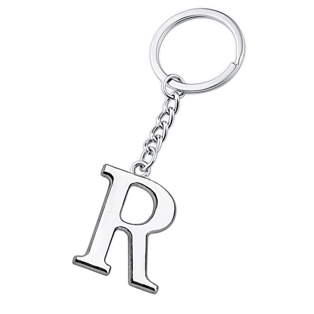 Stainless Steel Alphabet Keychain - Initial Letter Key Ring for Gifts & Keys