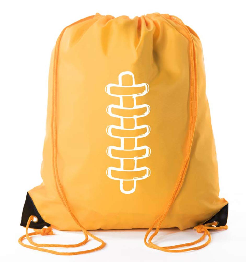Mato & Hash Football Party Bags - 6 Pack Team Sports Drawstring Backpacks for Football Games, Birthday Parties, Team Events & Tailgating - Athletic Gold (CA2500FOOTBALL S3) - Perfect for Game Day Favors, Sports Team Gifts & School Events