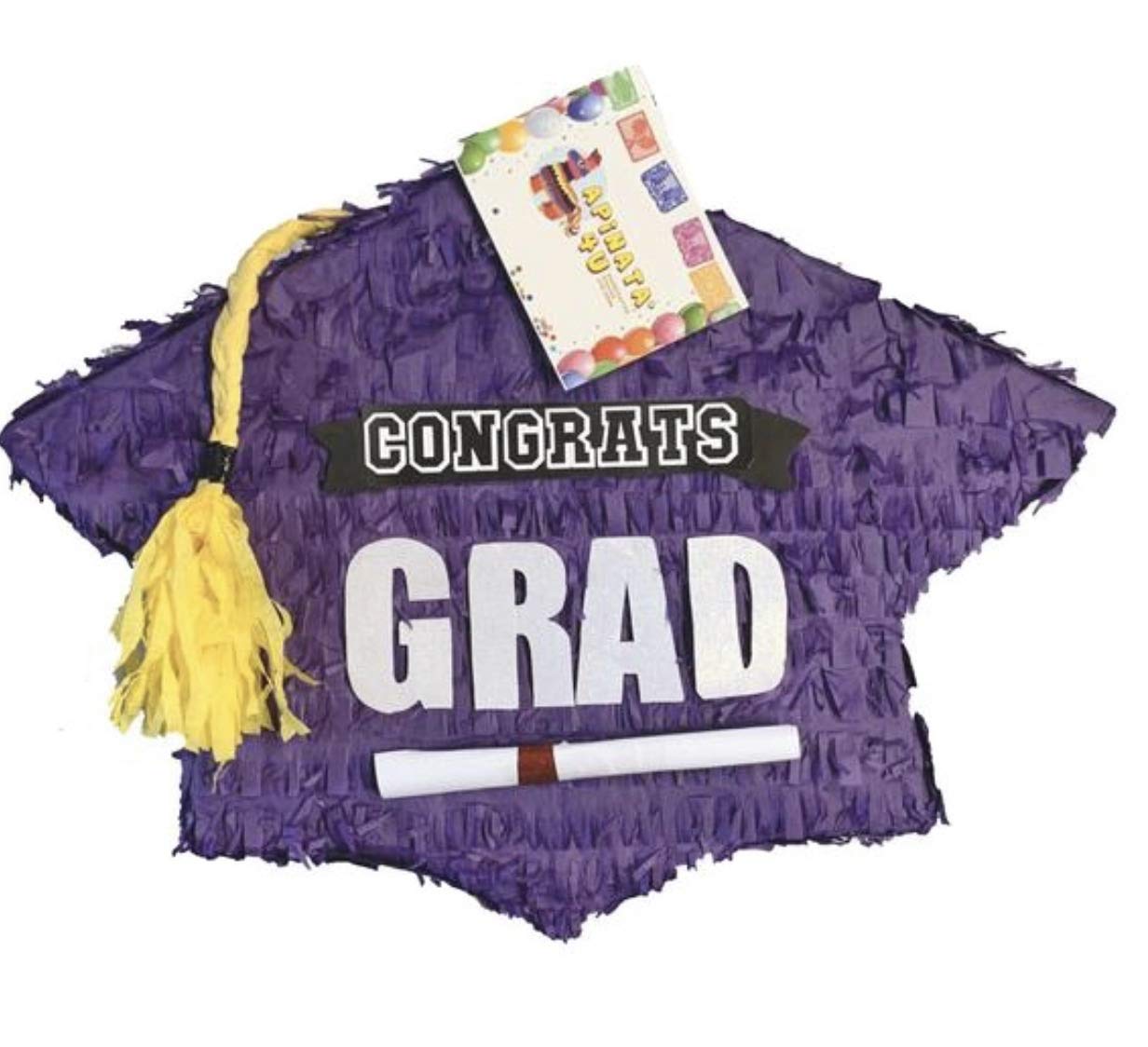 2021 Graduation Pinata - Congrats Grad Purple Graduation Cap Party Decorations - Perfect for Graduation Parties, School Celebrations & Diploma Ceremonies