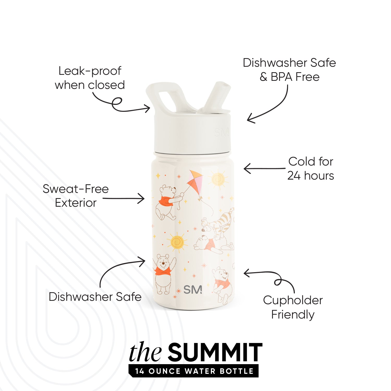 Summit Kids Water Bottle with Straw Lid - Leak Proof, BPA Free, Insulated Stainless Steel Bottle for School, Sports & Outdoor Activities