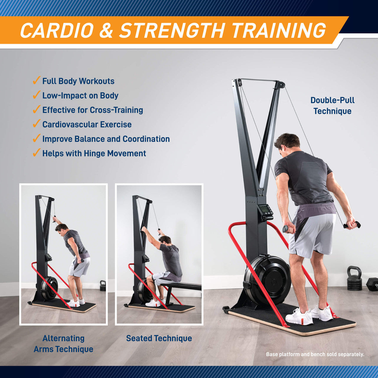 Marcy NS-0357 Cross Country Ski Trainer Machine - Indoor Ski Exercise Equipment for Home Gym & Cardio Workout | Perfect for Winter Training & Fitness Enthusiasts